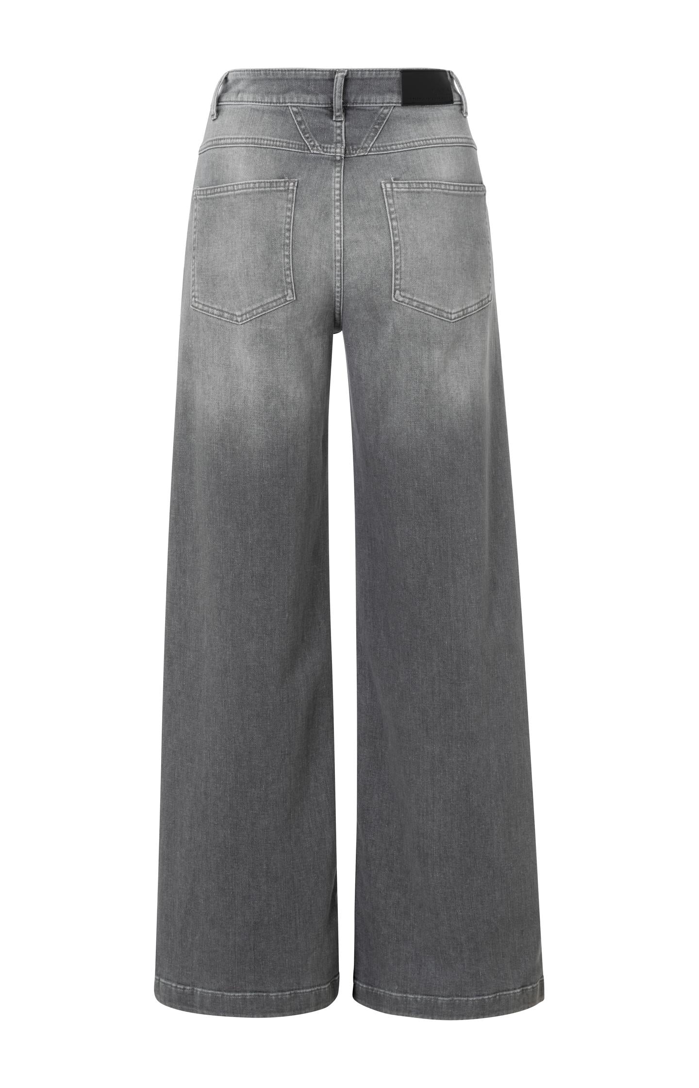 Gray jeans with high waist, extra wide legs and pockets