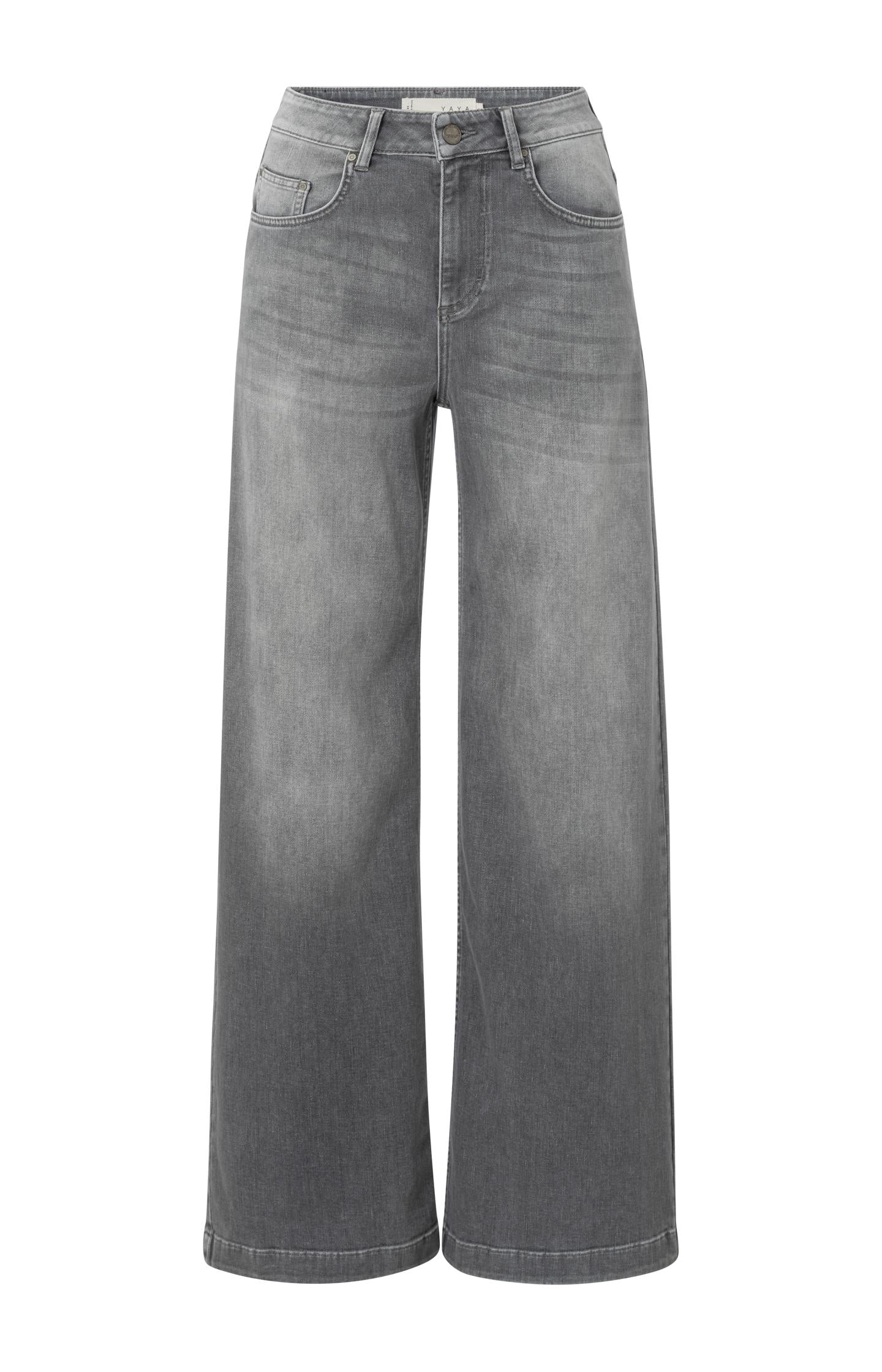 Gray jeans with high waist, extra wide legs and pockets - Type: product