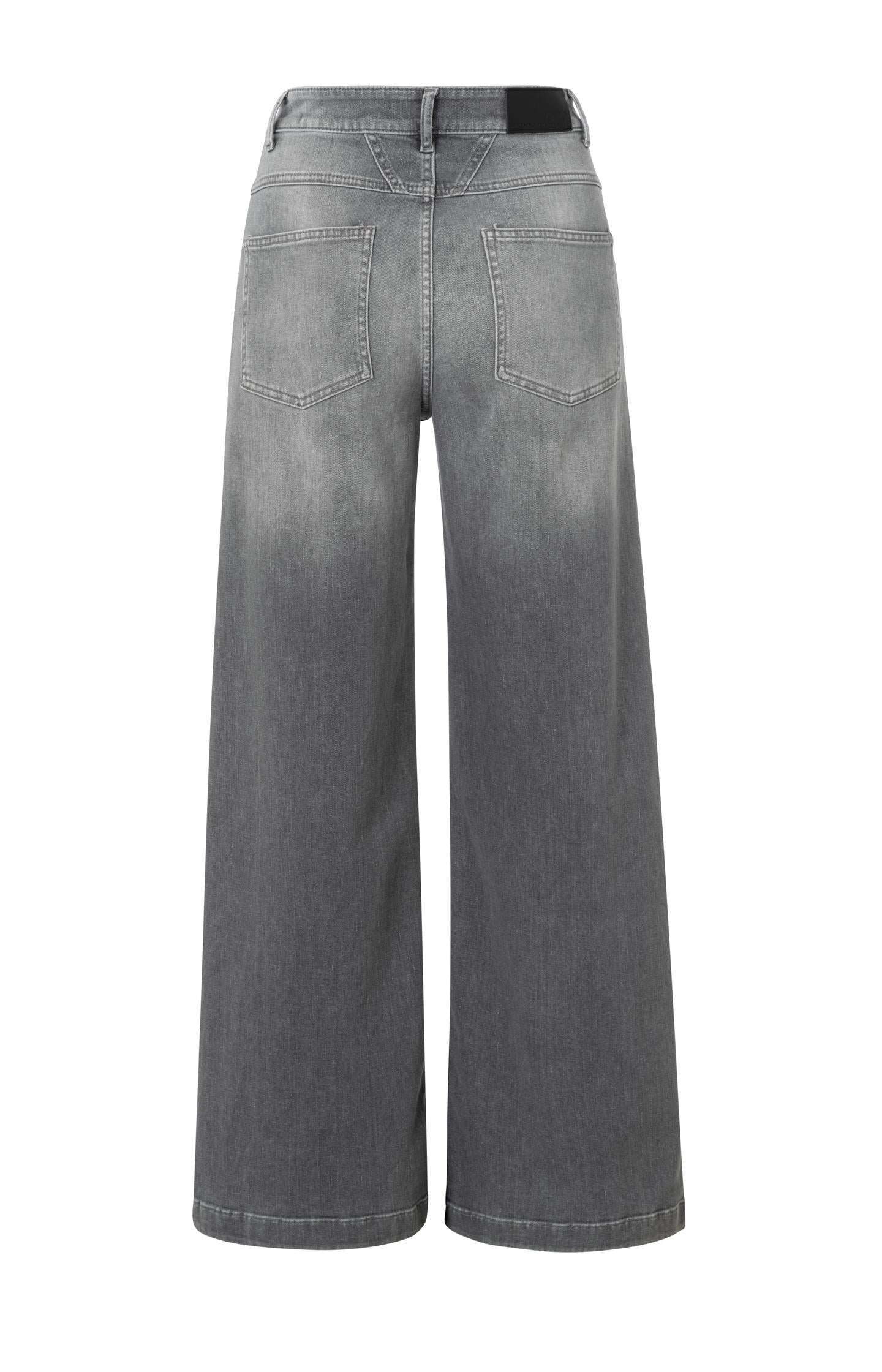 Gray jeans with high waist, extra wide legs and pockets