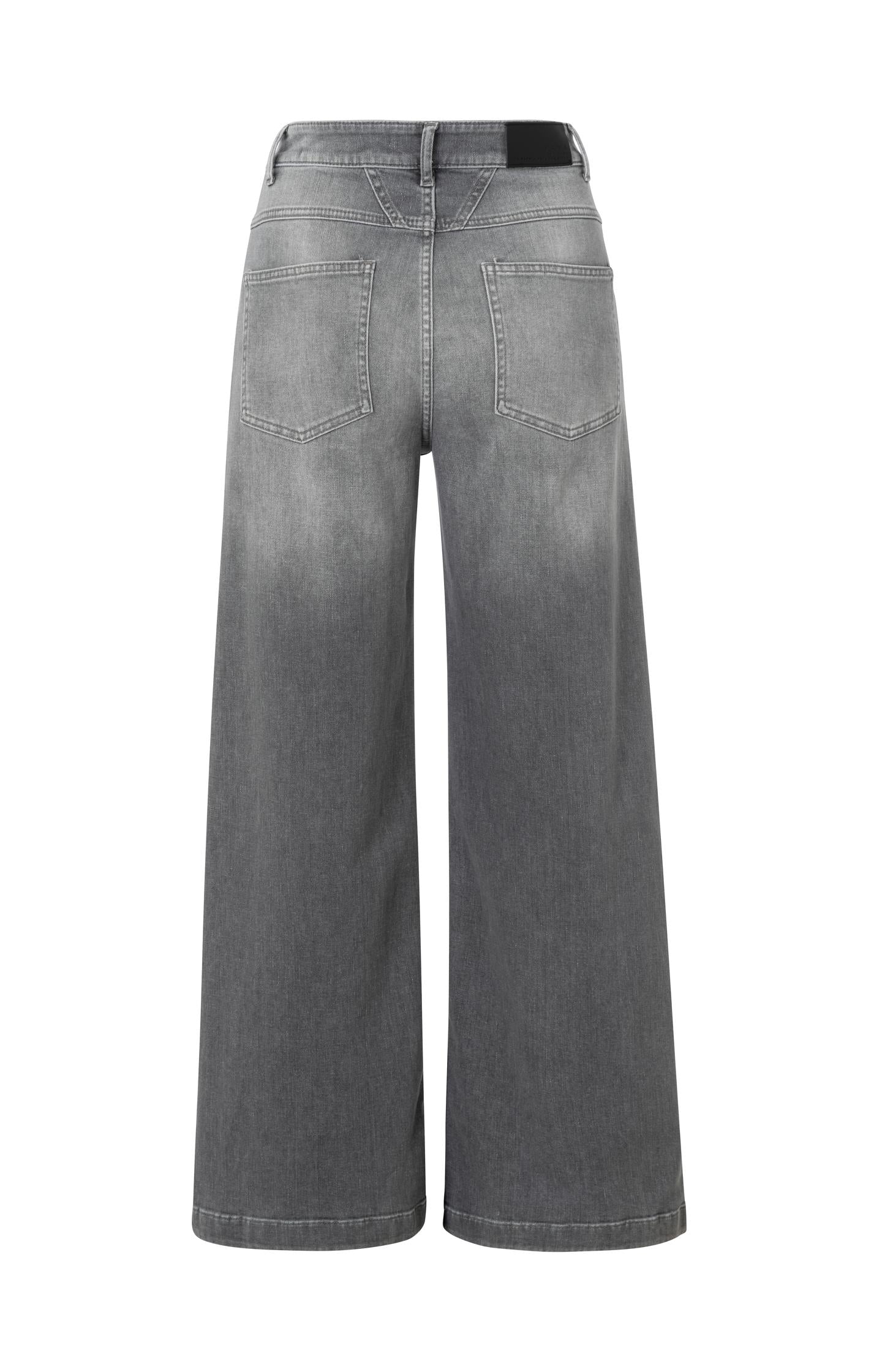 Gray jeans with high waist, extra wide legs and pockets