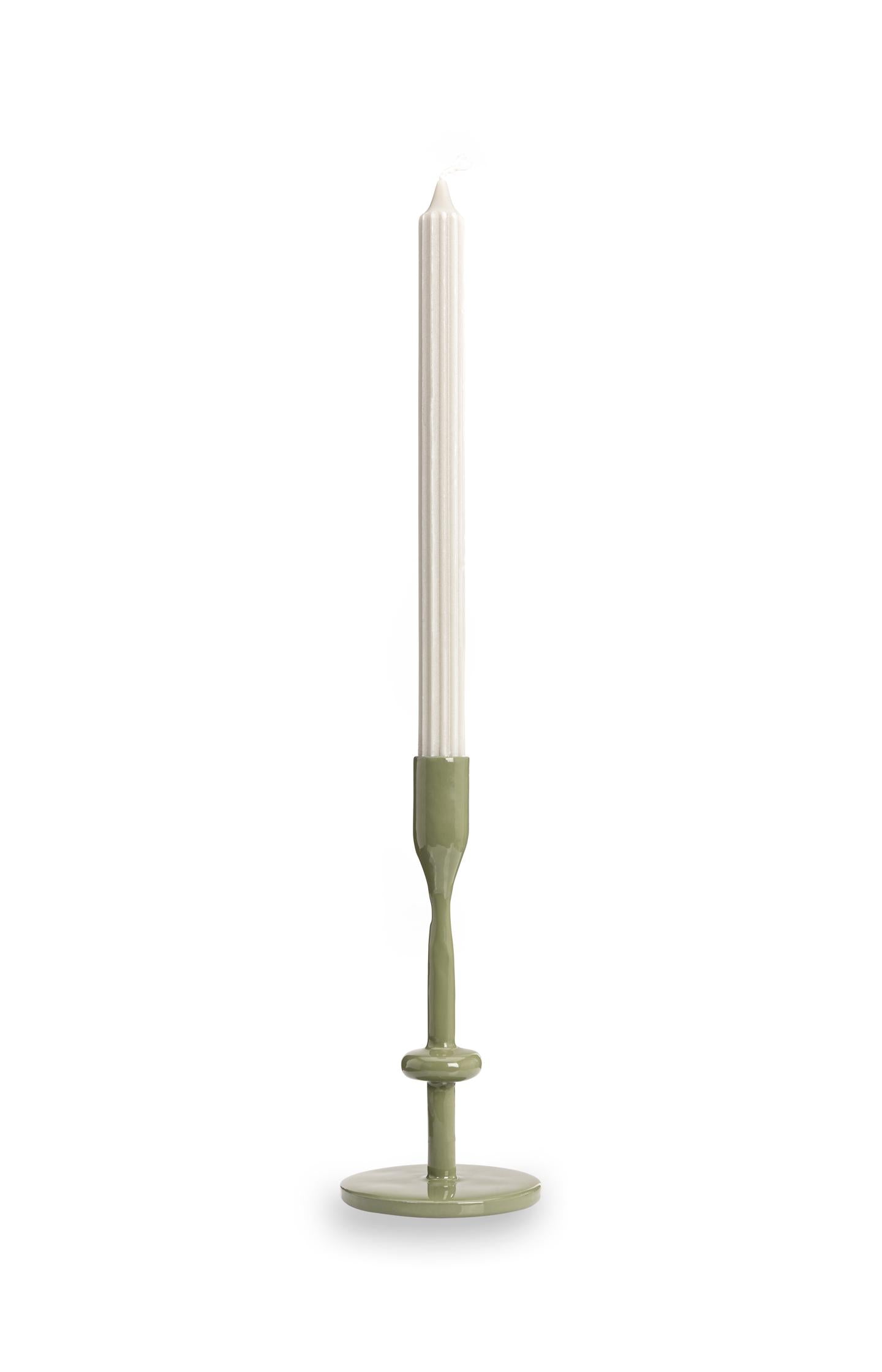 Green metal candle holder - Type: product