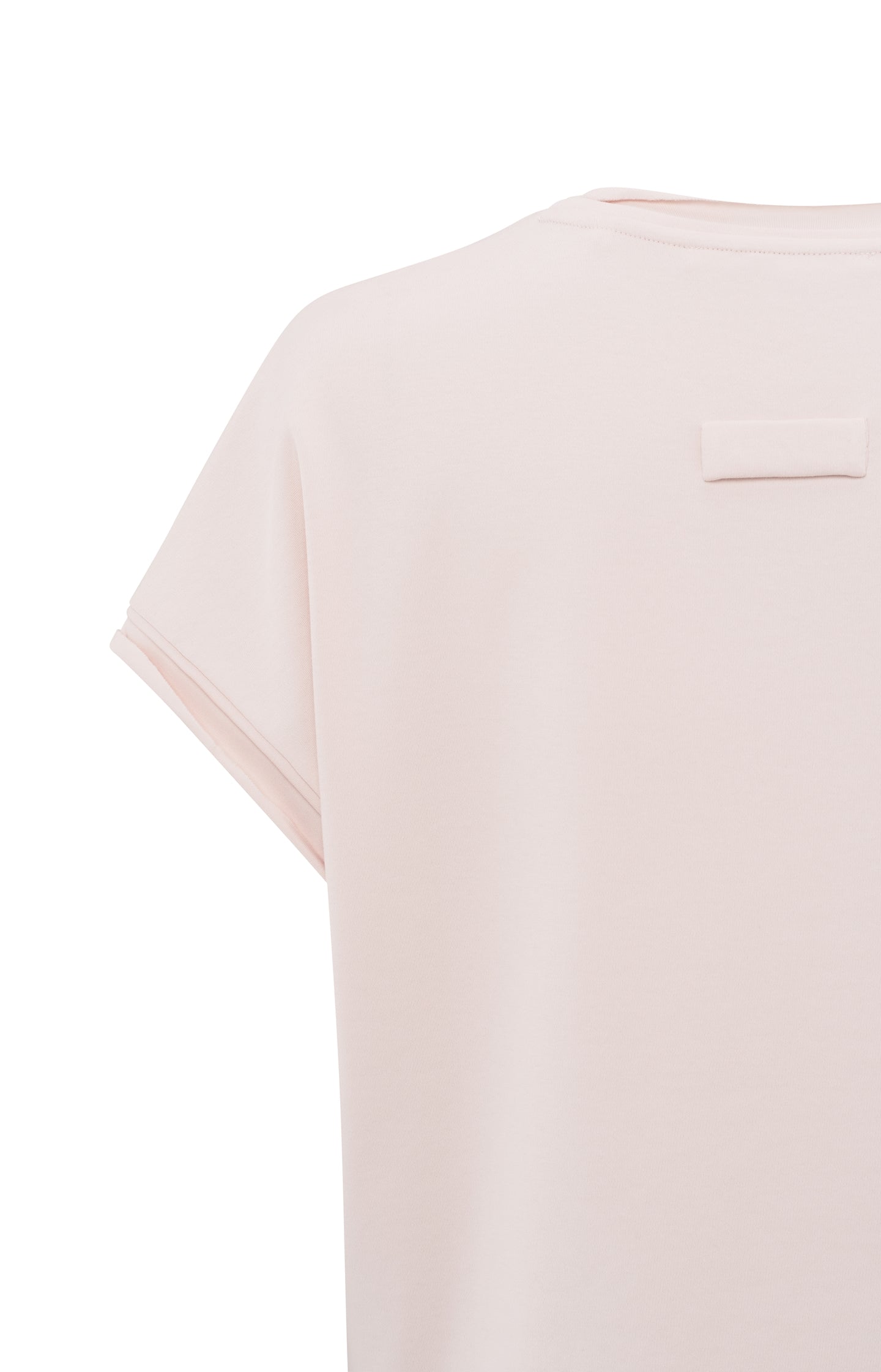 Heavy weight top with short sleeves and raw-edge finish
