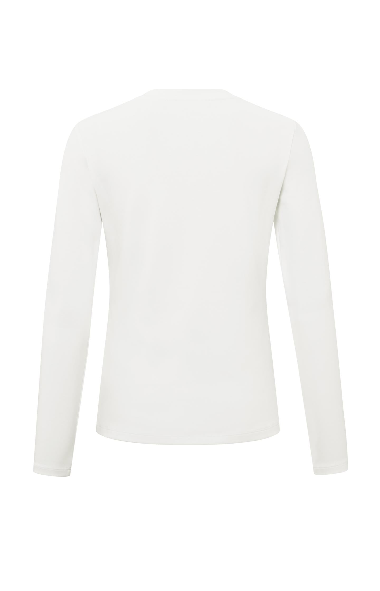Wit heavyweight long sleeve T-shirt van zacht katoen met ronde hals en rechte pasvorm - YAYA