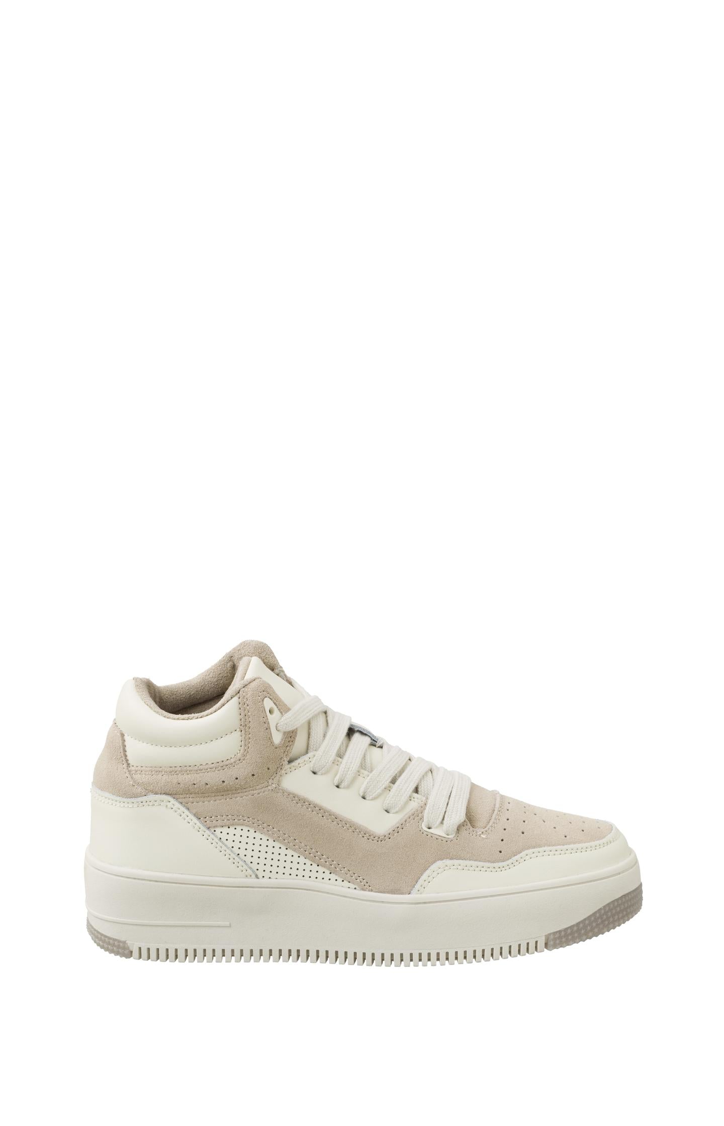 High top sneaker with laces and cut out details