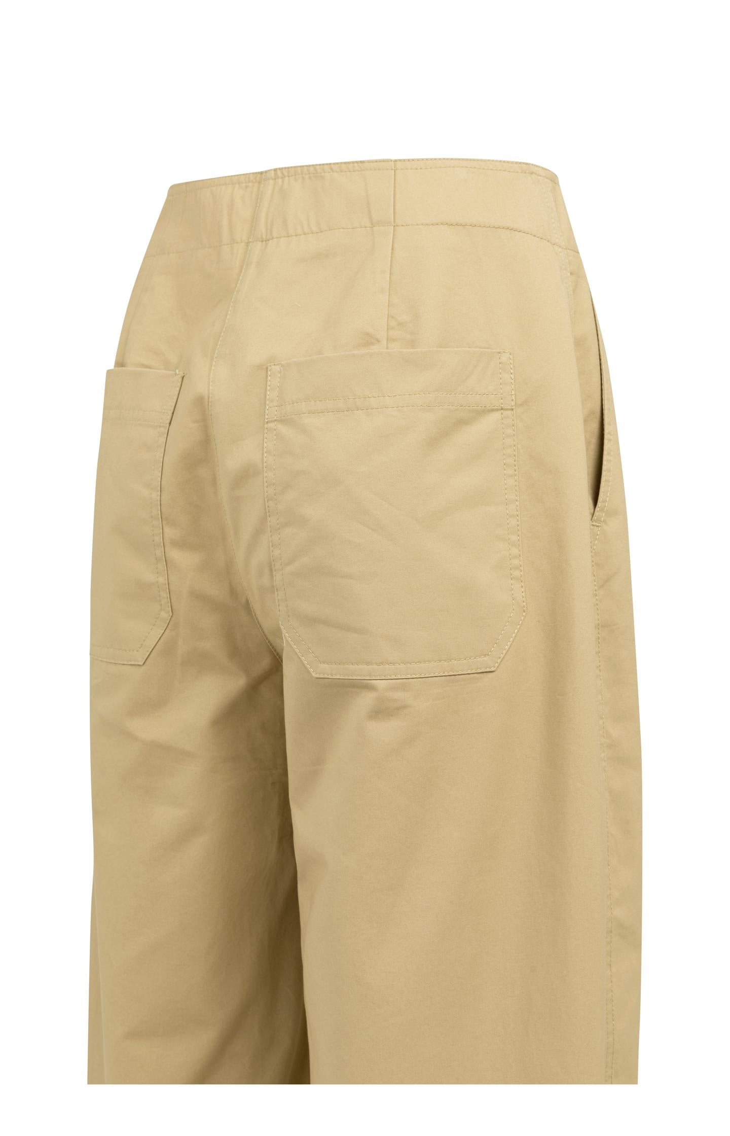 High-waist barrel-leg trousers with button detail