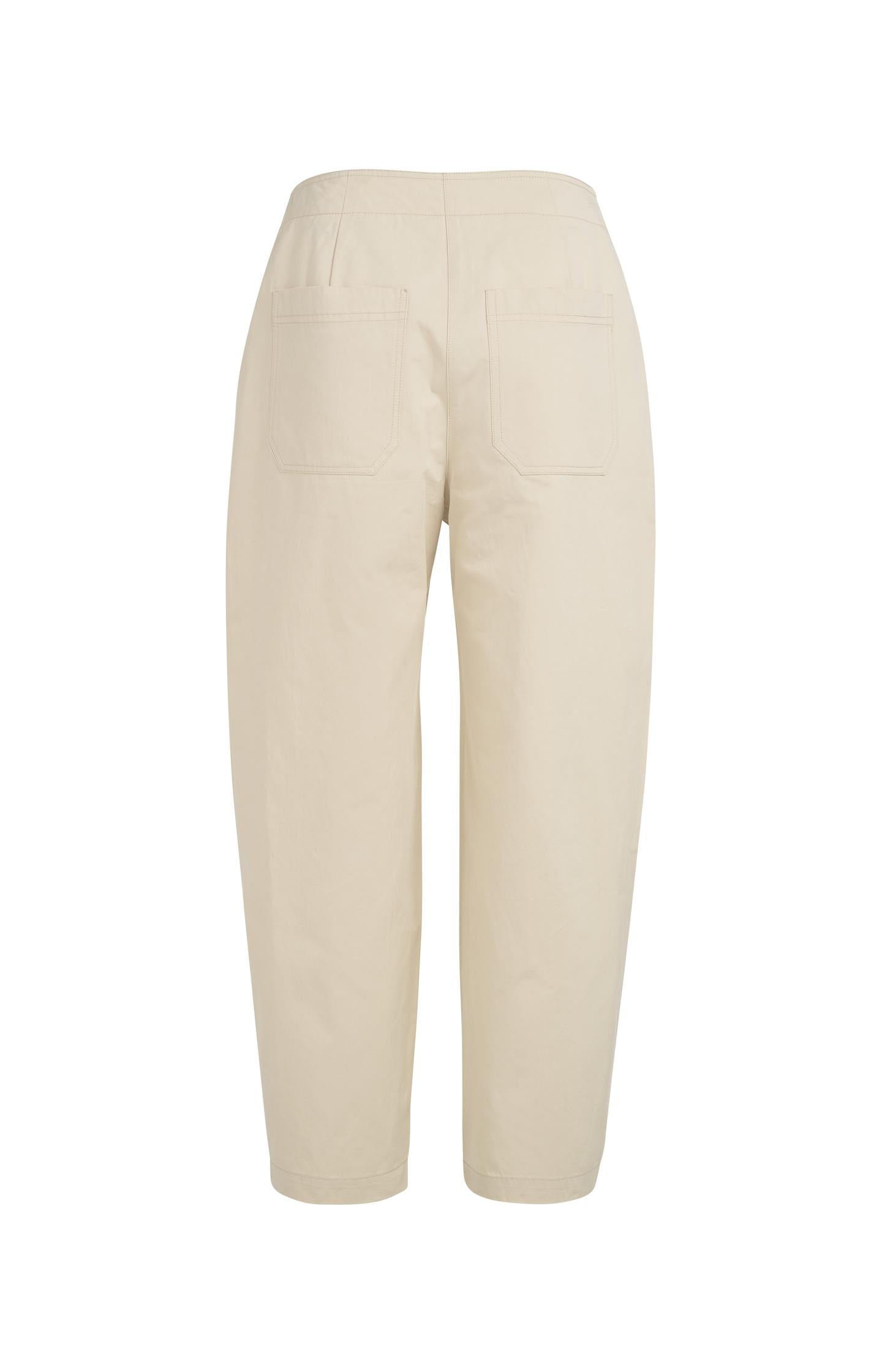 High waist barrel trousers with button detail