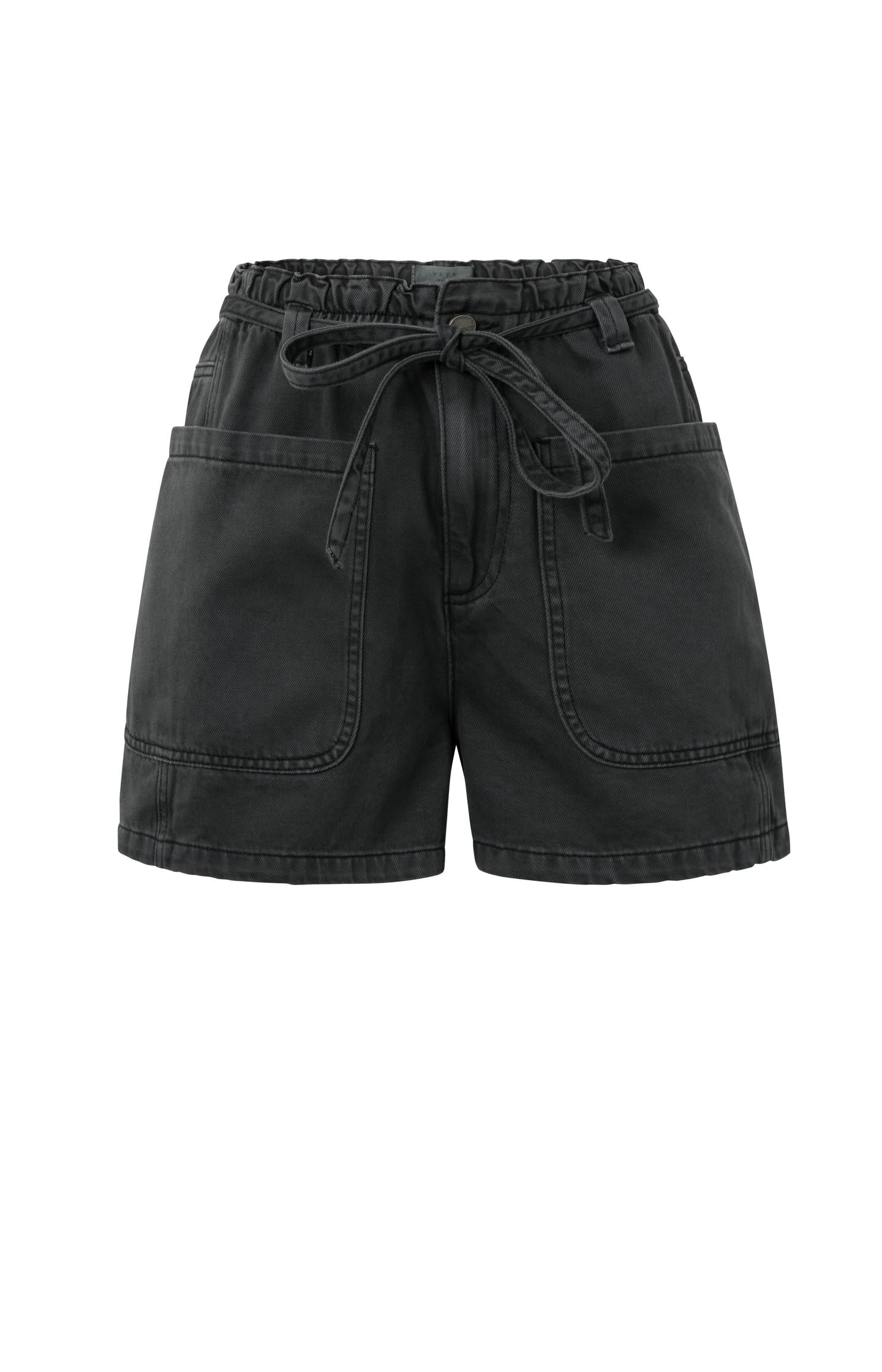 High-waist shorts with garment-dye finish - Type: product
