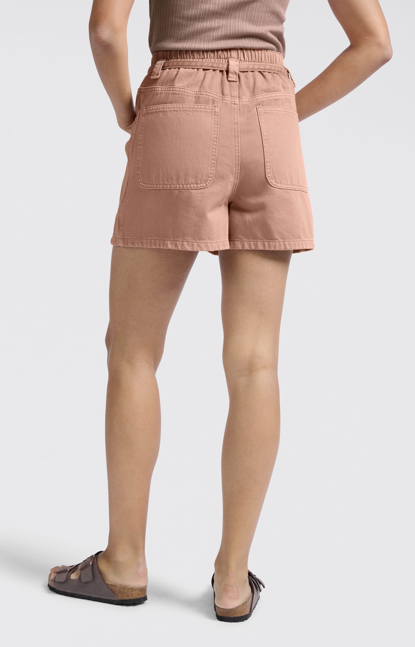 High-waist shorts with garment-dye finish