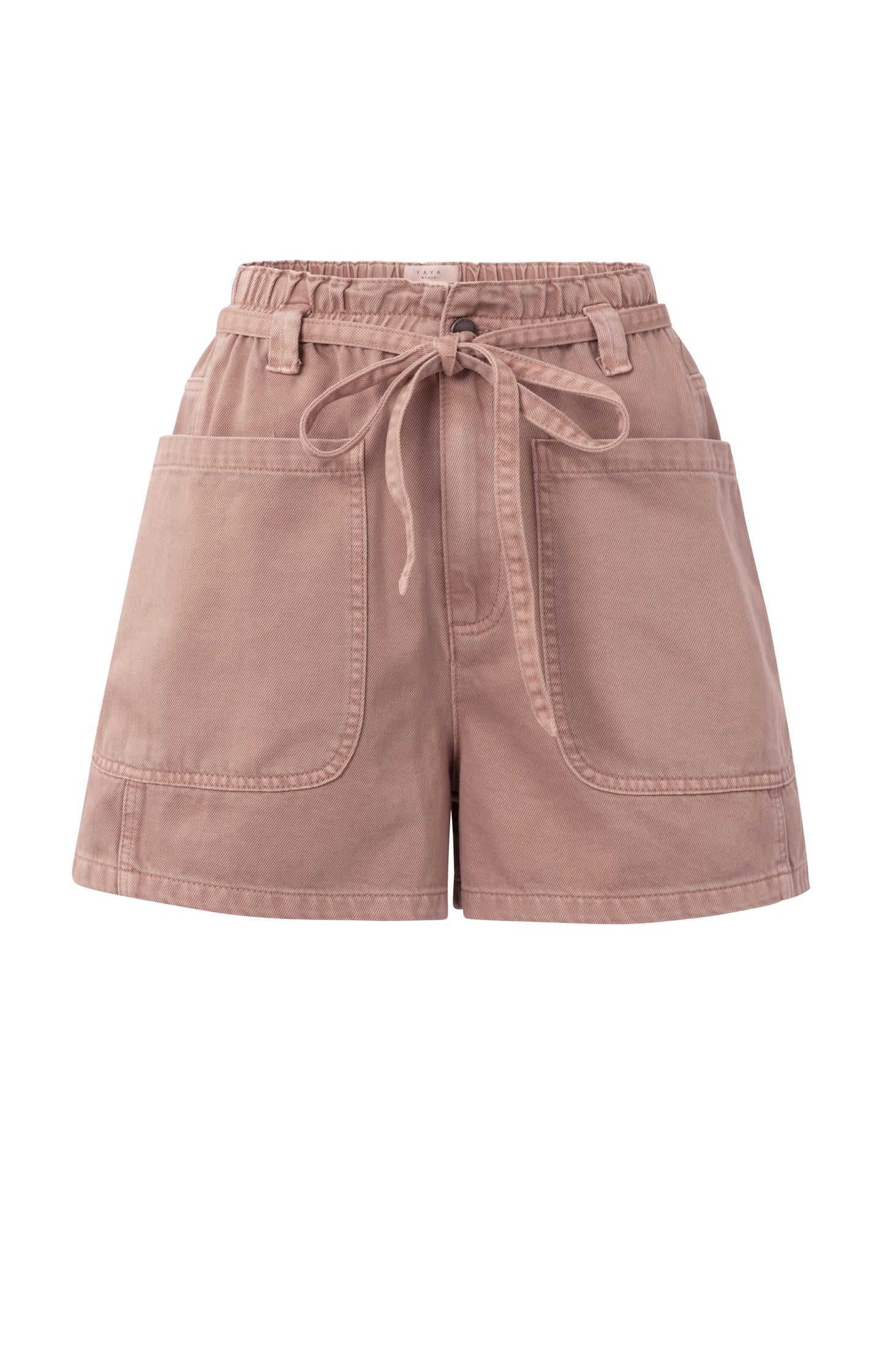 High-waist shorts with garment-dye finish - Type: product