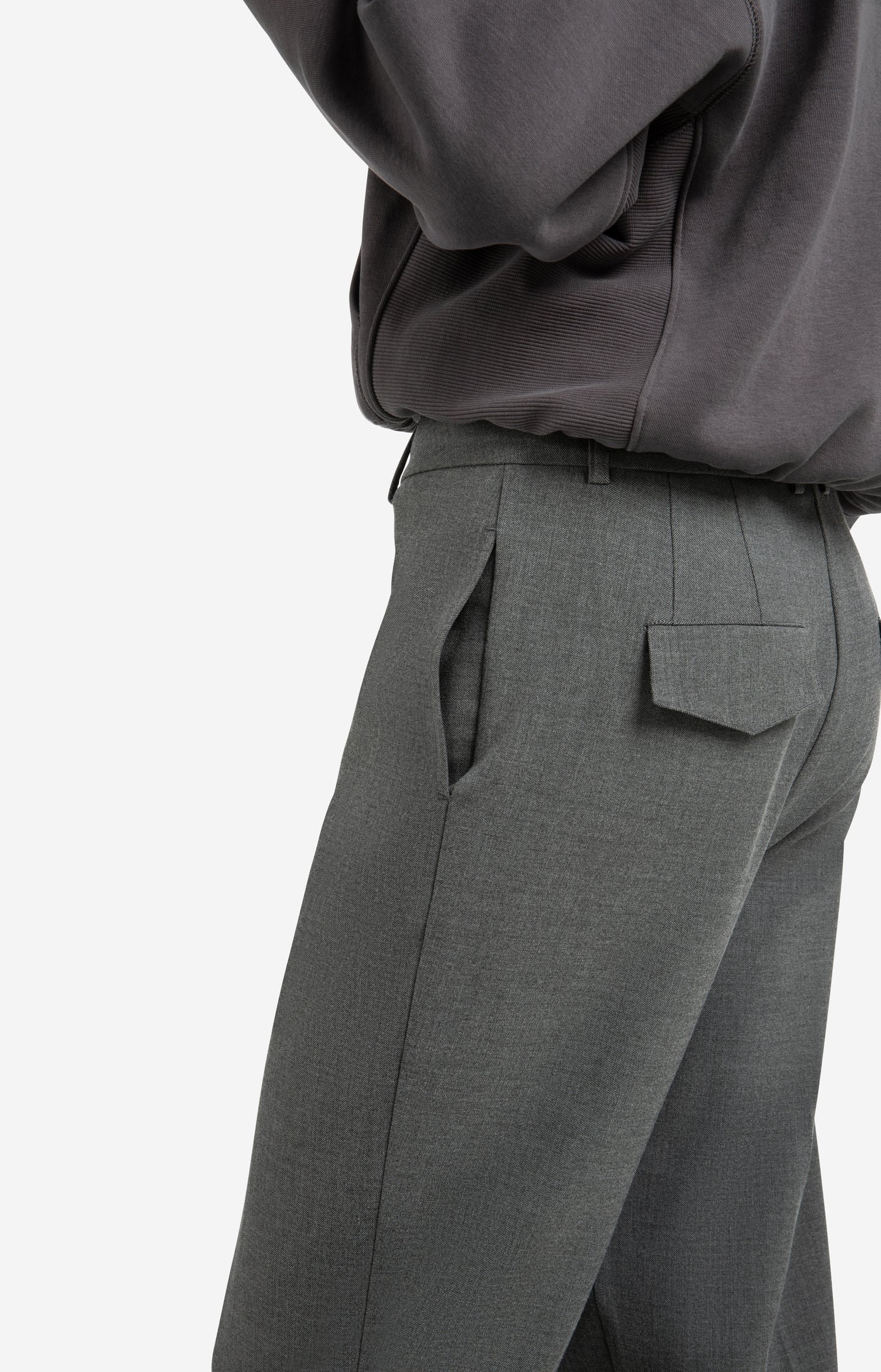 High waist tailored trousers with turn-ups