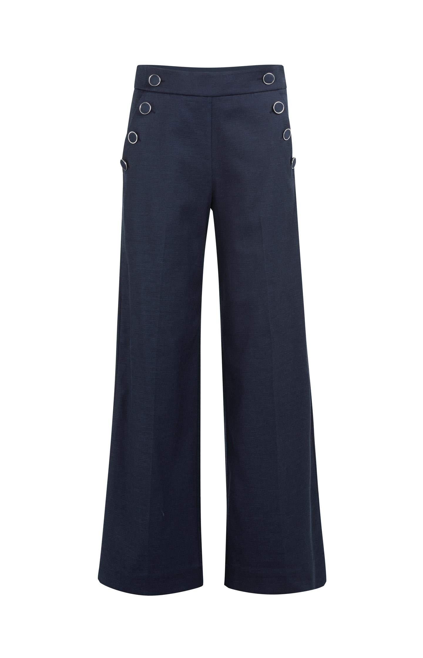 High waist trousers with decorative buttons and wide legs - Type: product