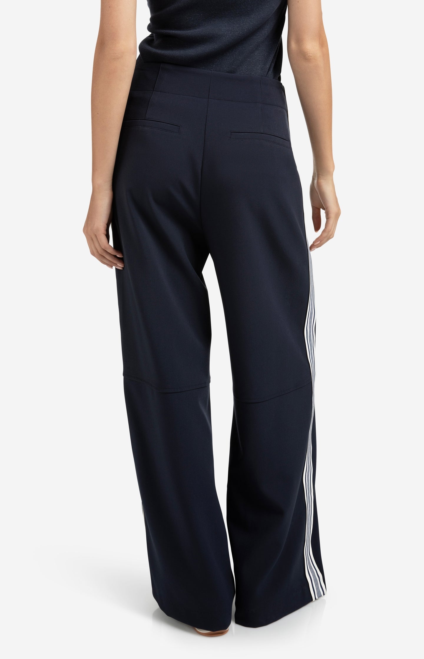 High waist trousers with side stripes