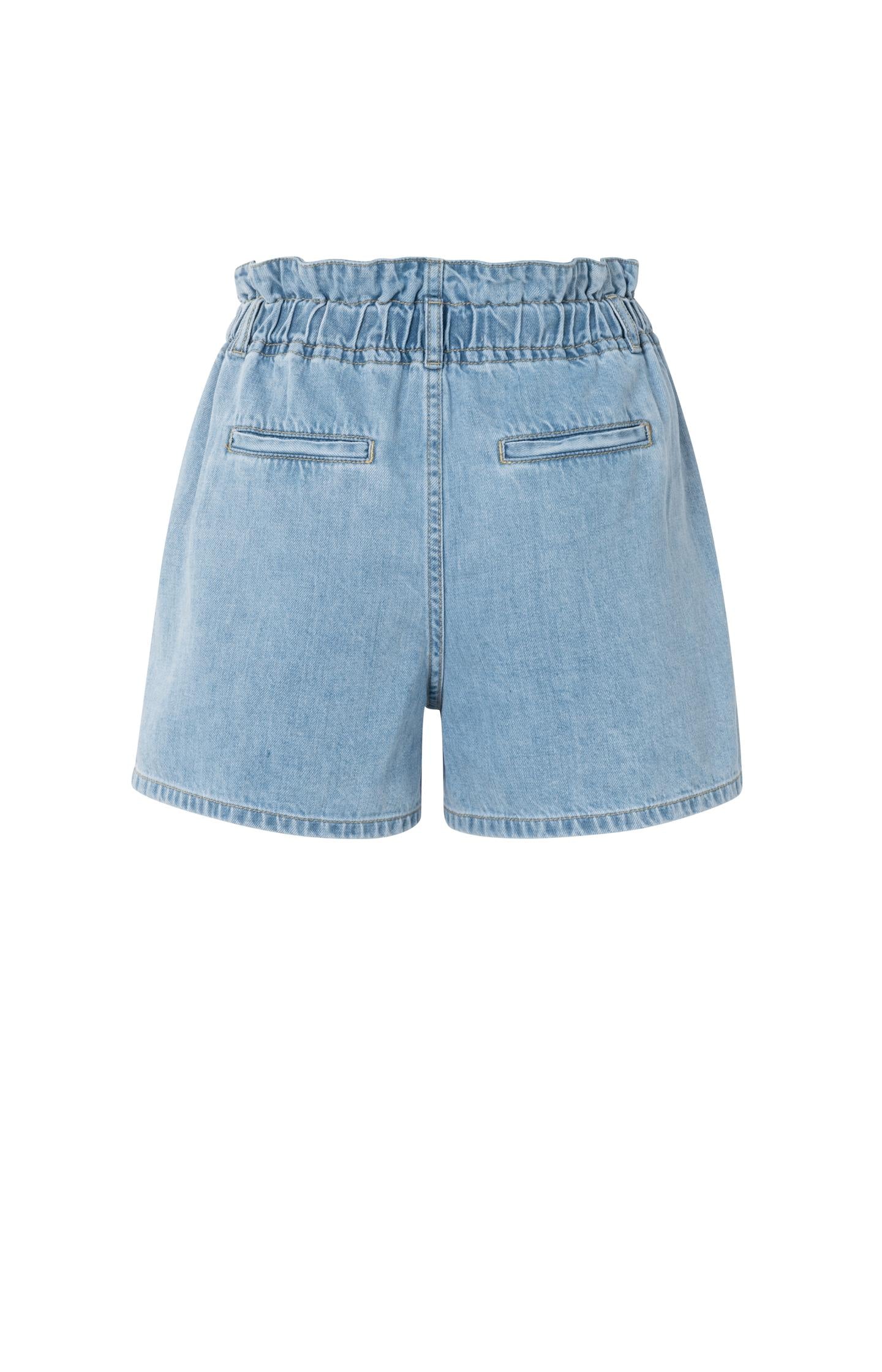 High-waisted denim shorts with drawstring