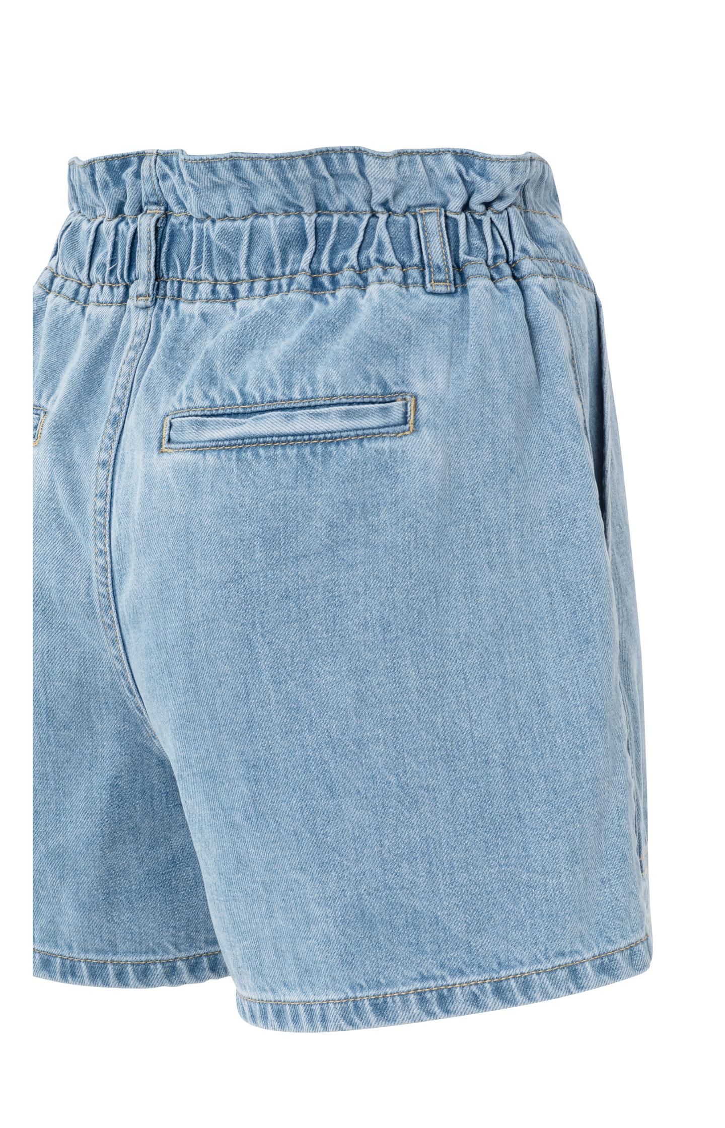High-waisted denim shorts with drawstring