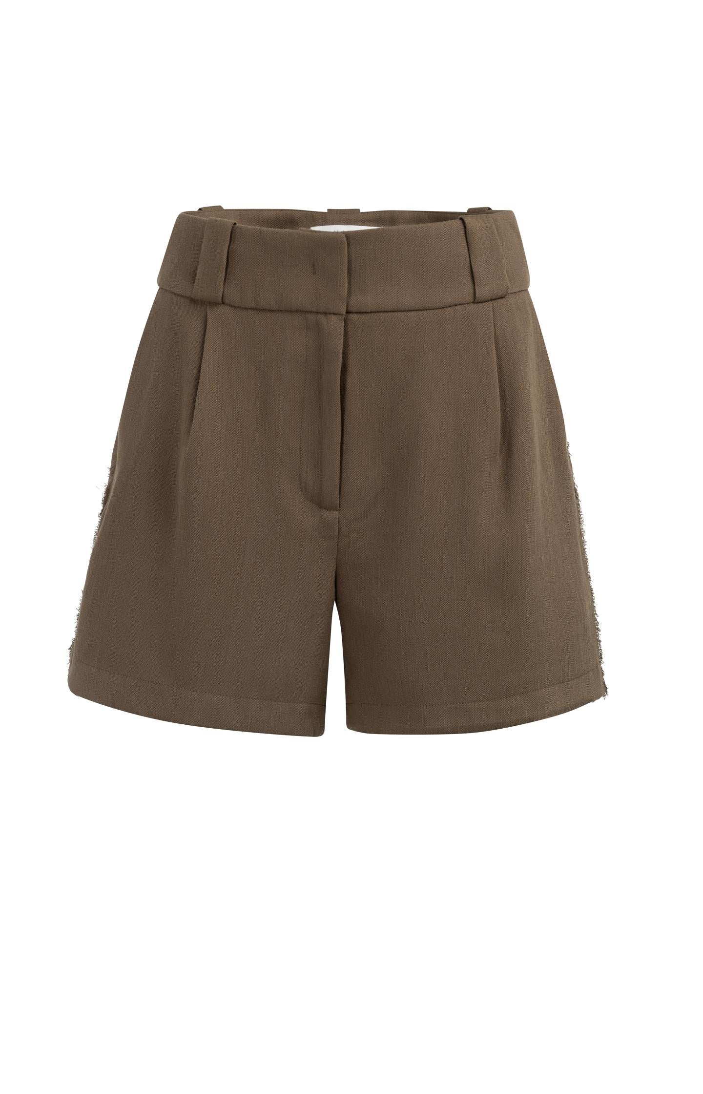 High-waisted shorts in a linen blend
