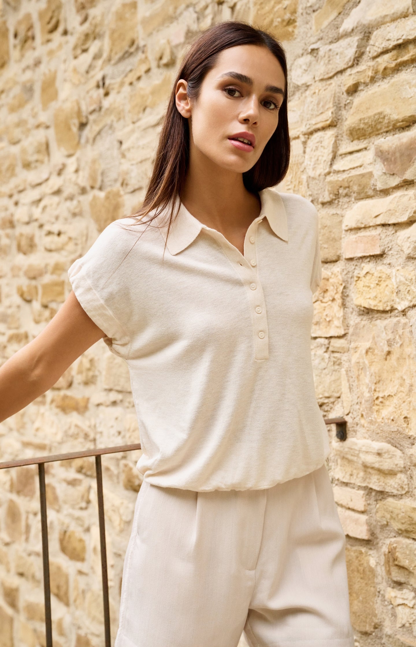 High-waisted shorts in a linen blend - Type: product