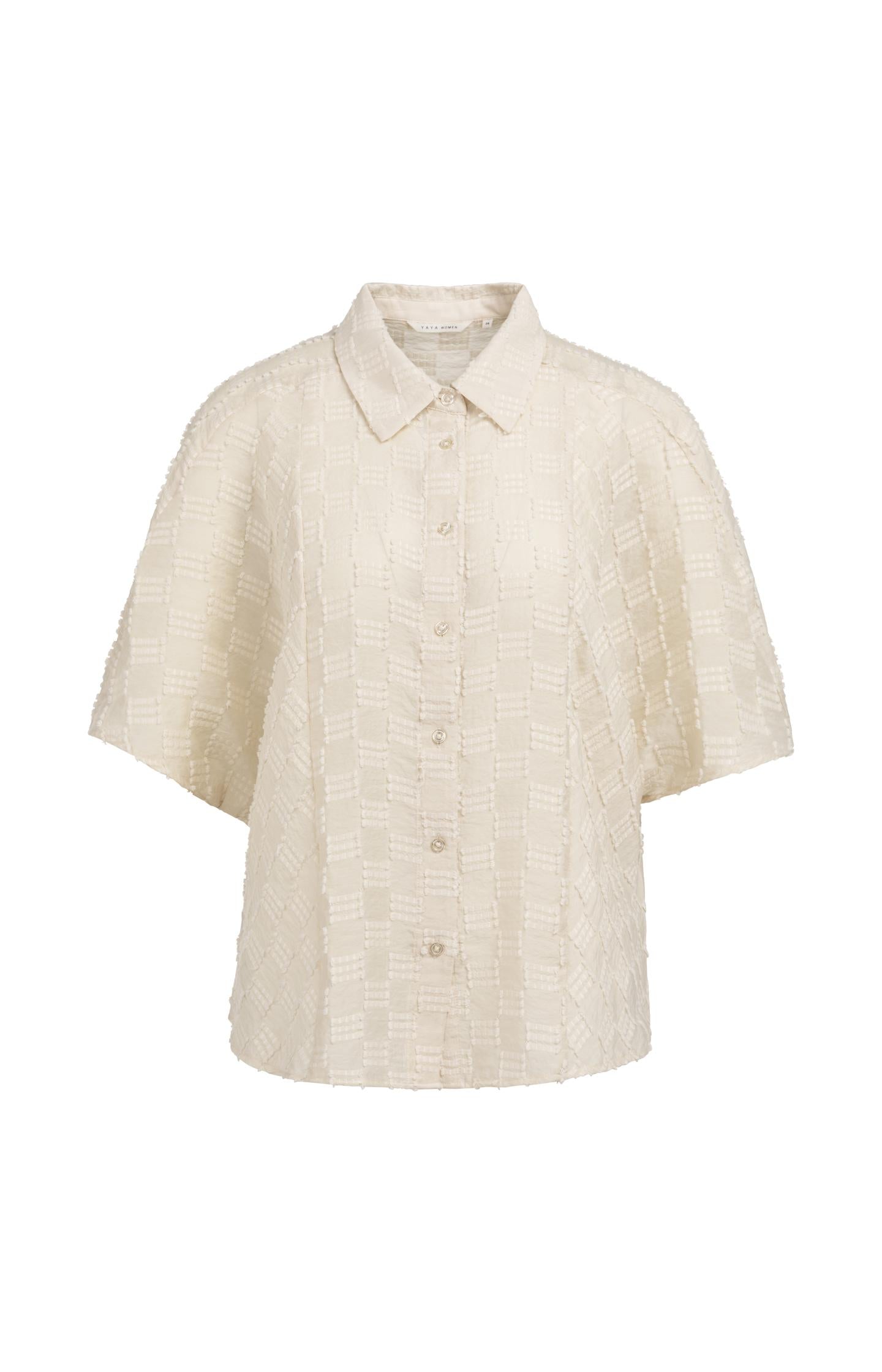 Jacquard blouse with short wide sleeves