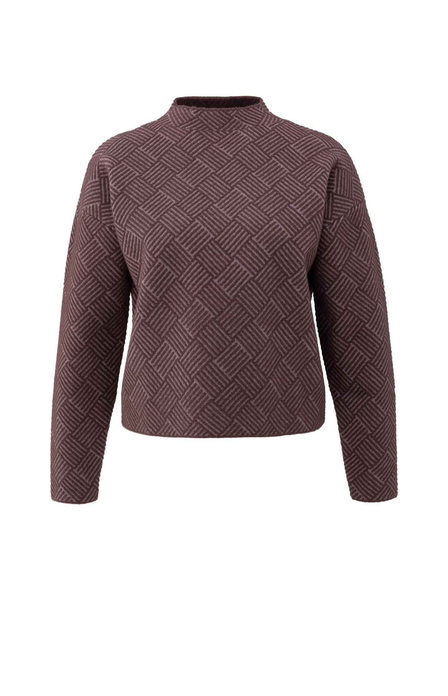 Jacquard sweater with long sleeves and stand-up collar - Type: product