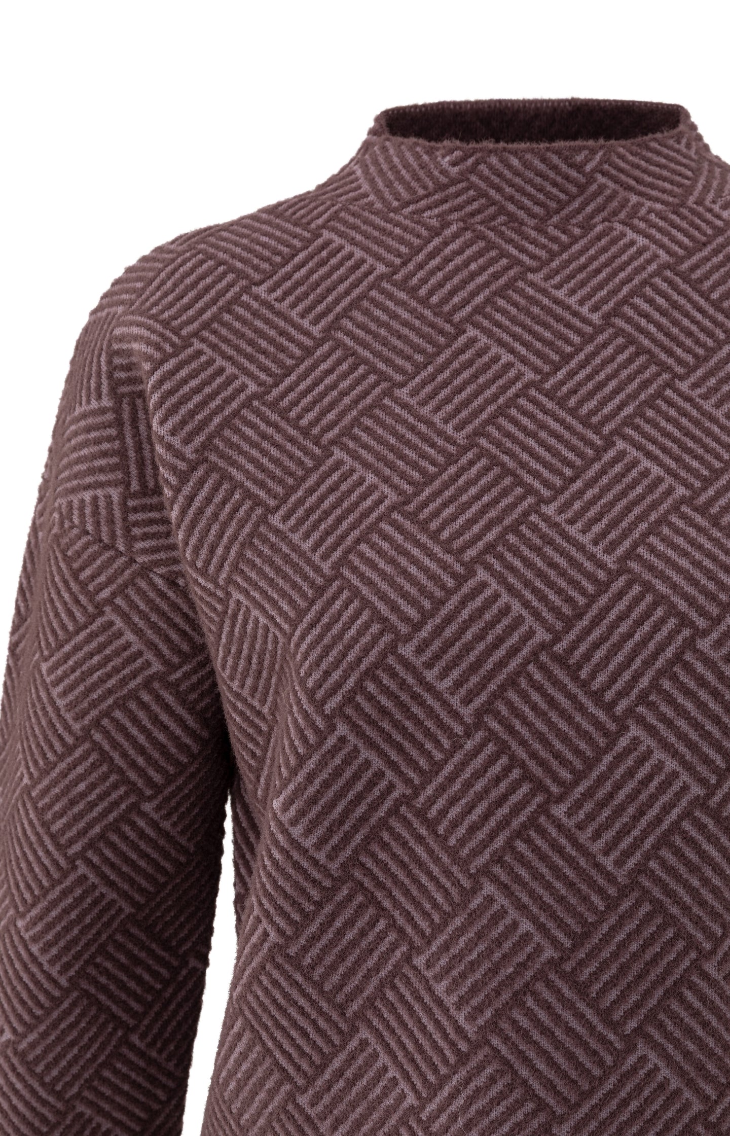 Jacquard sweater with long sleeves and stand-up collar
