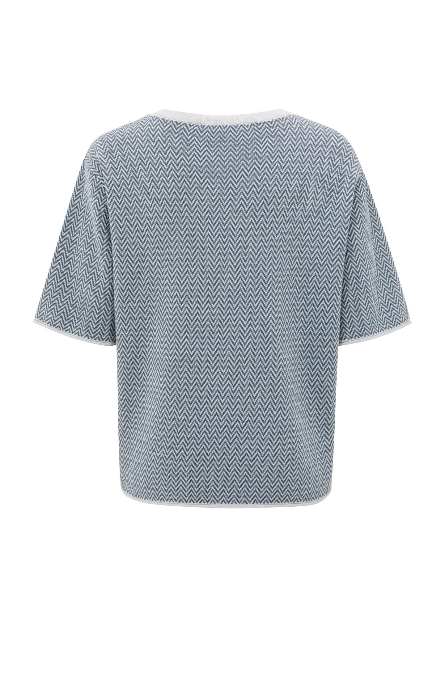 Jacquard T-shirt with zigzag pattern and short sleeves