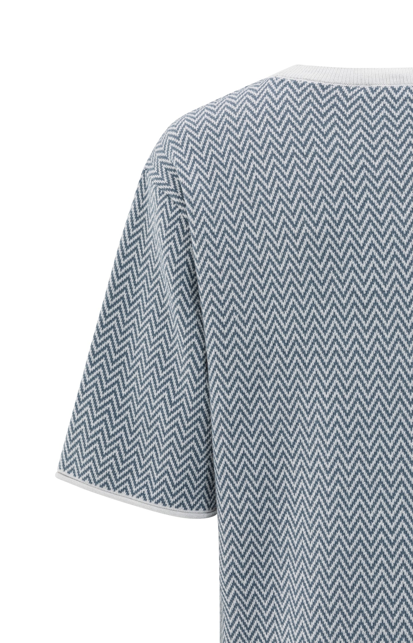 Jacquard T-shirt with zigzag pattern and short sleeves