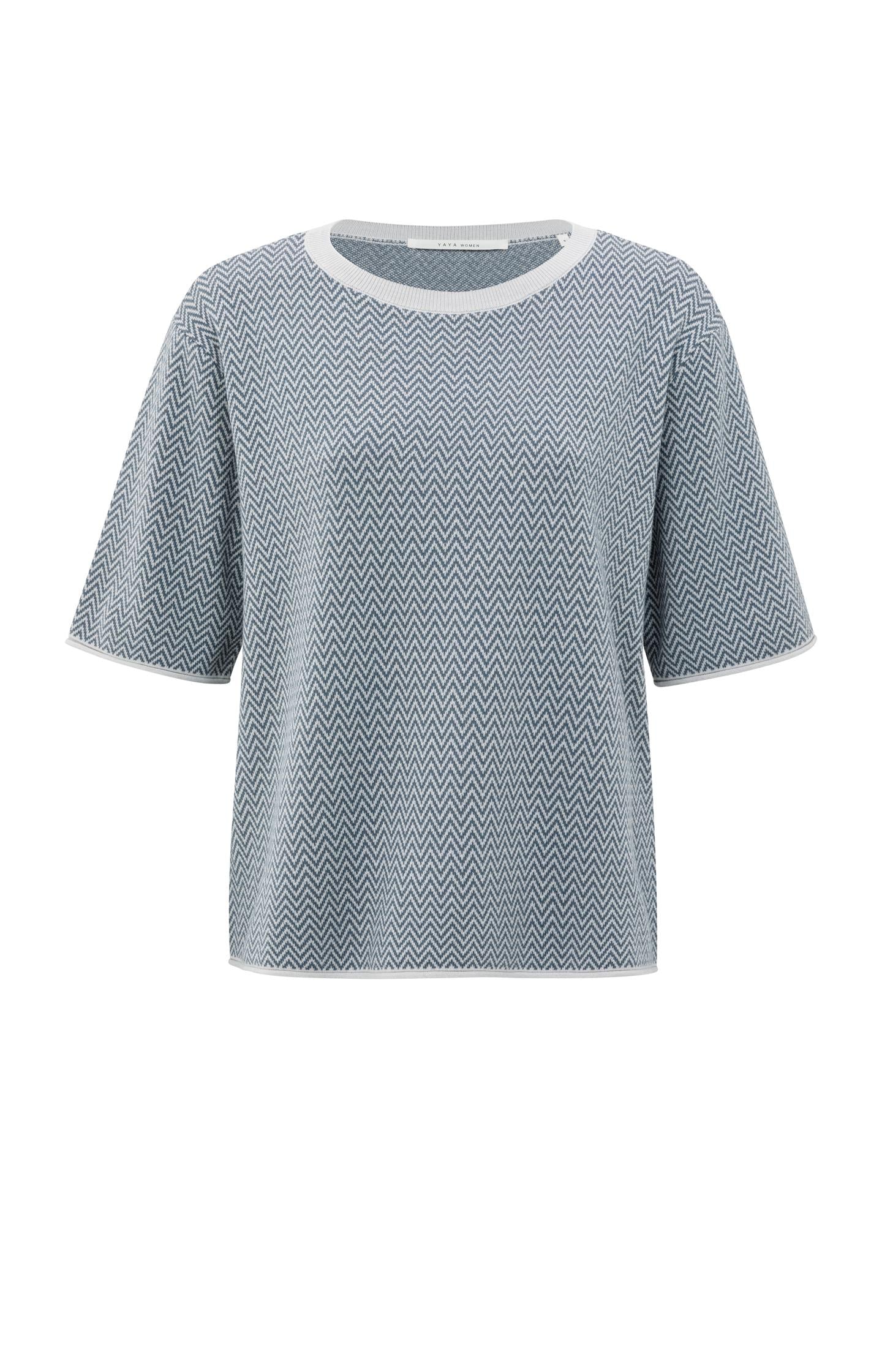 Jacquard T-shirt with zigzag pattern and short sleeves - Type: product