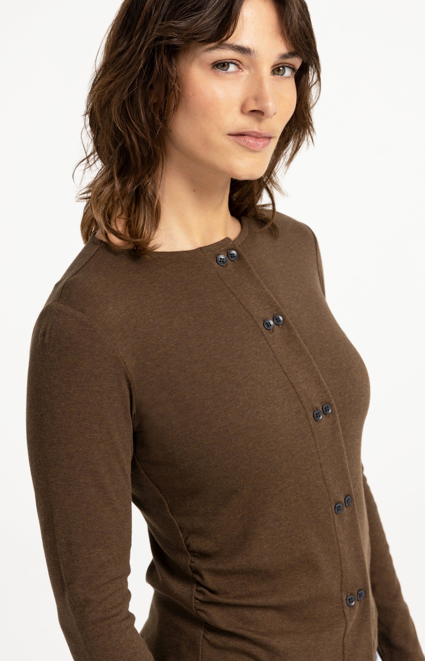 Jersey cardigan with double button closure
