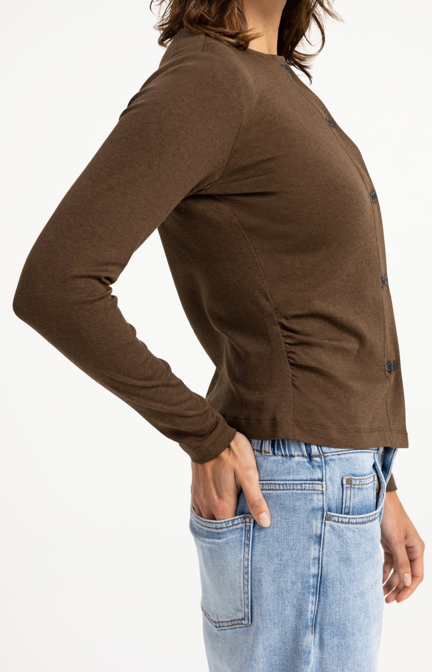 Jersey cardigan with double button closure