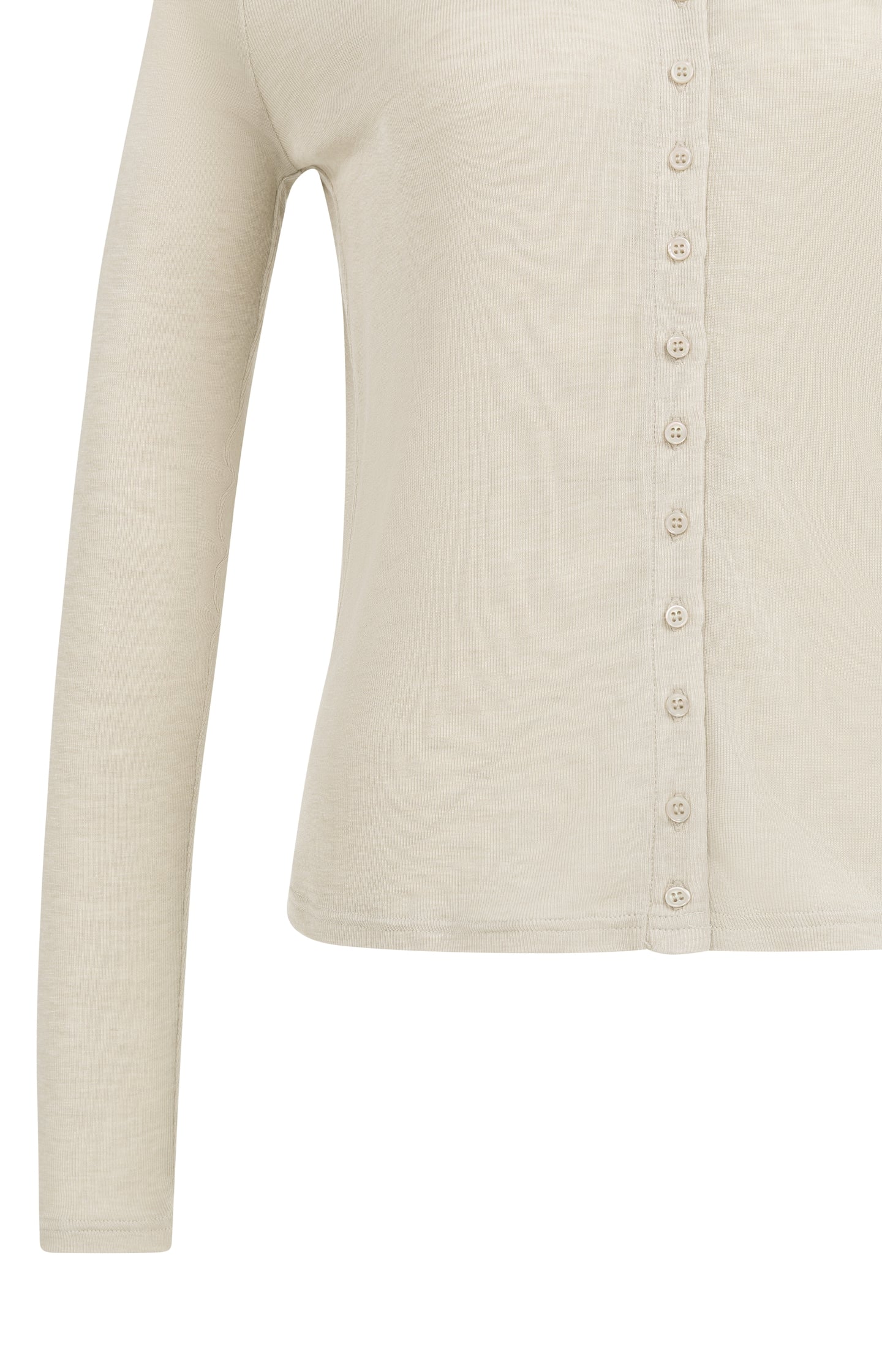 Jersey cardigan with long sleeves and fine buttons