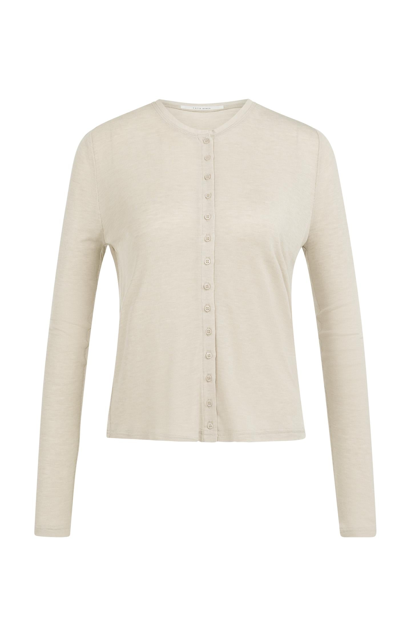 Jersey cardigan with long sleeves and fine buttons - Type: product