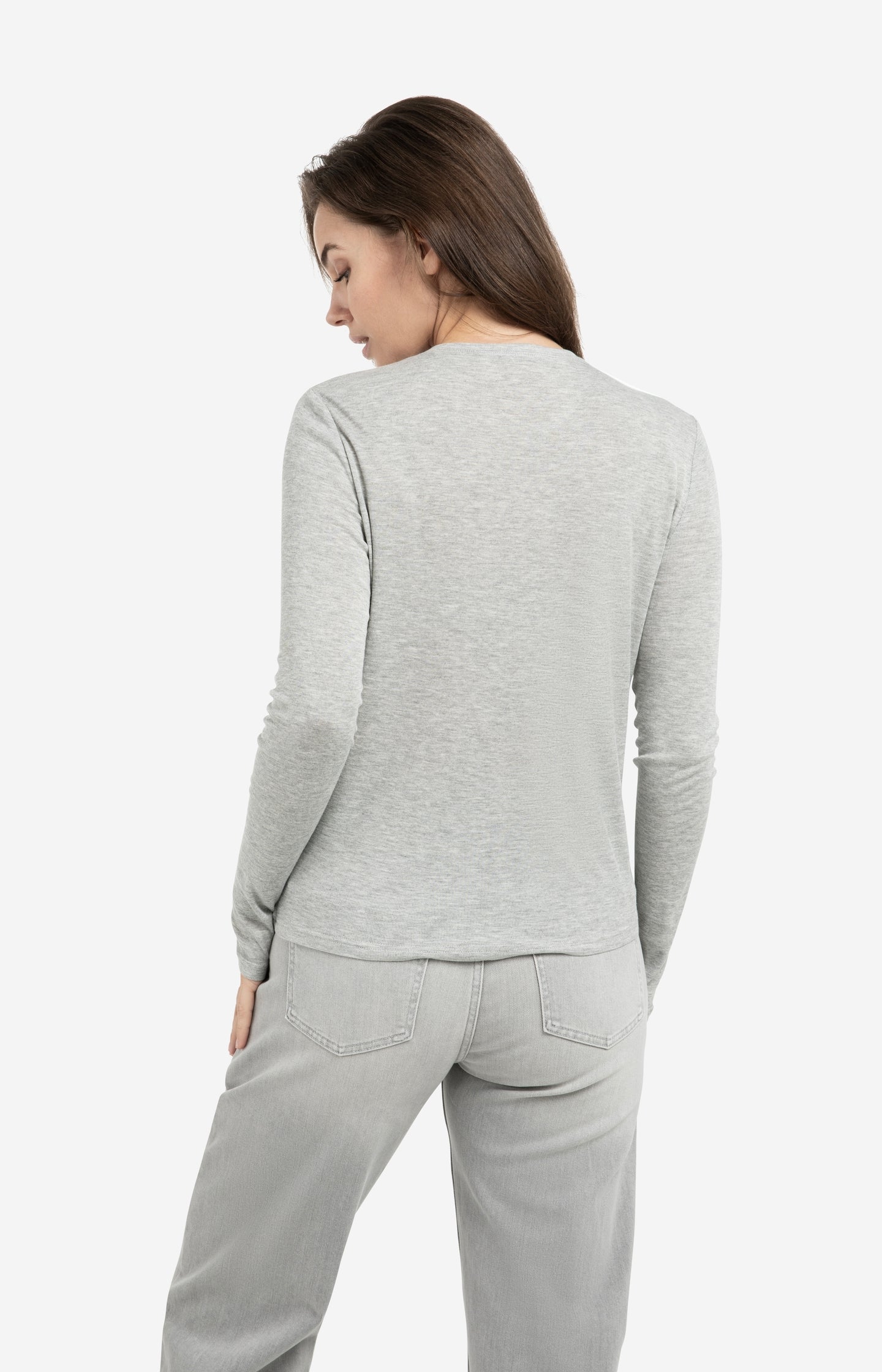 Jersey cardigan with long sleeves and fine buttons