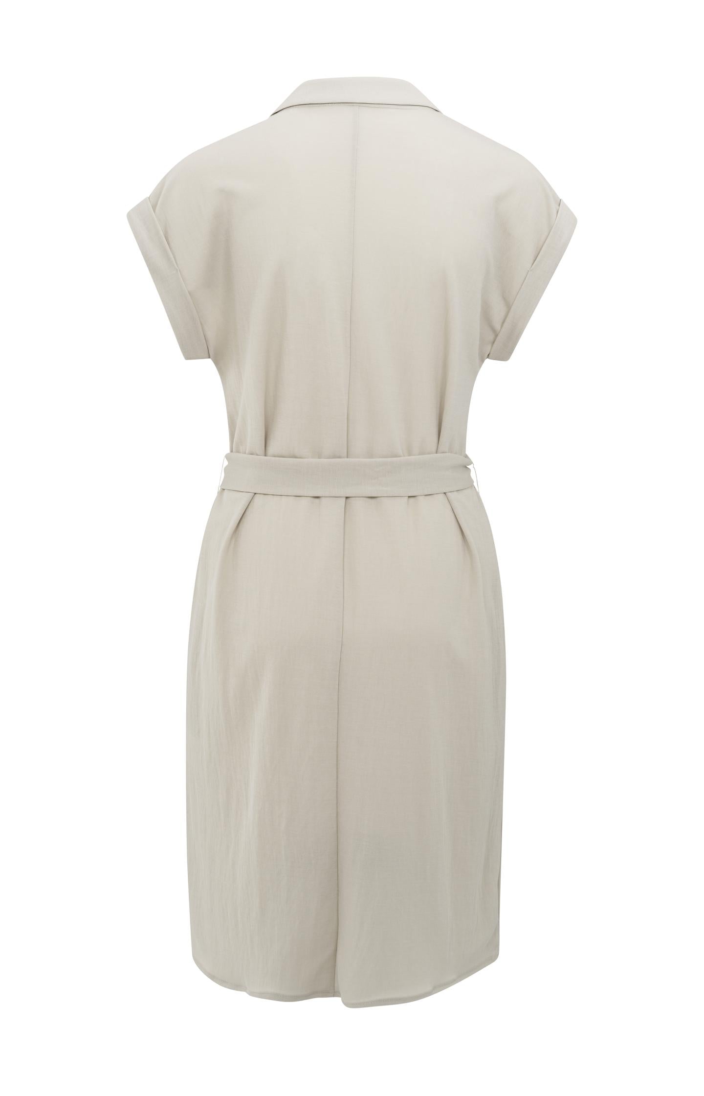 Jersey dress with blouse collar and tie belt