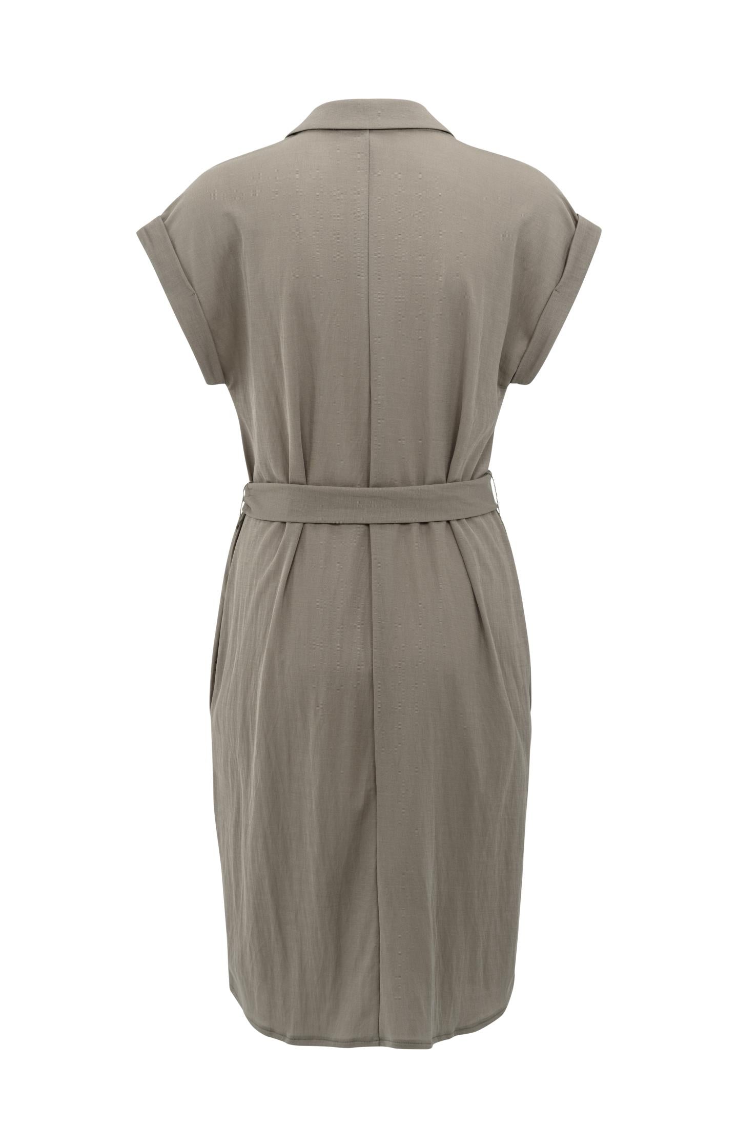 Jersey dress with blouse collar and tie belt
