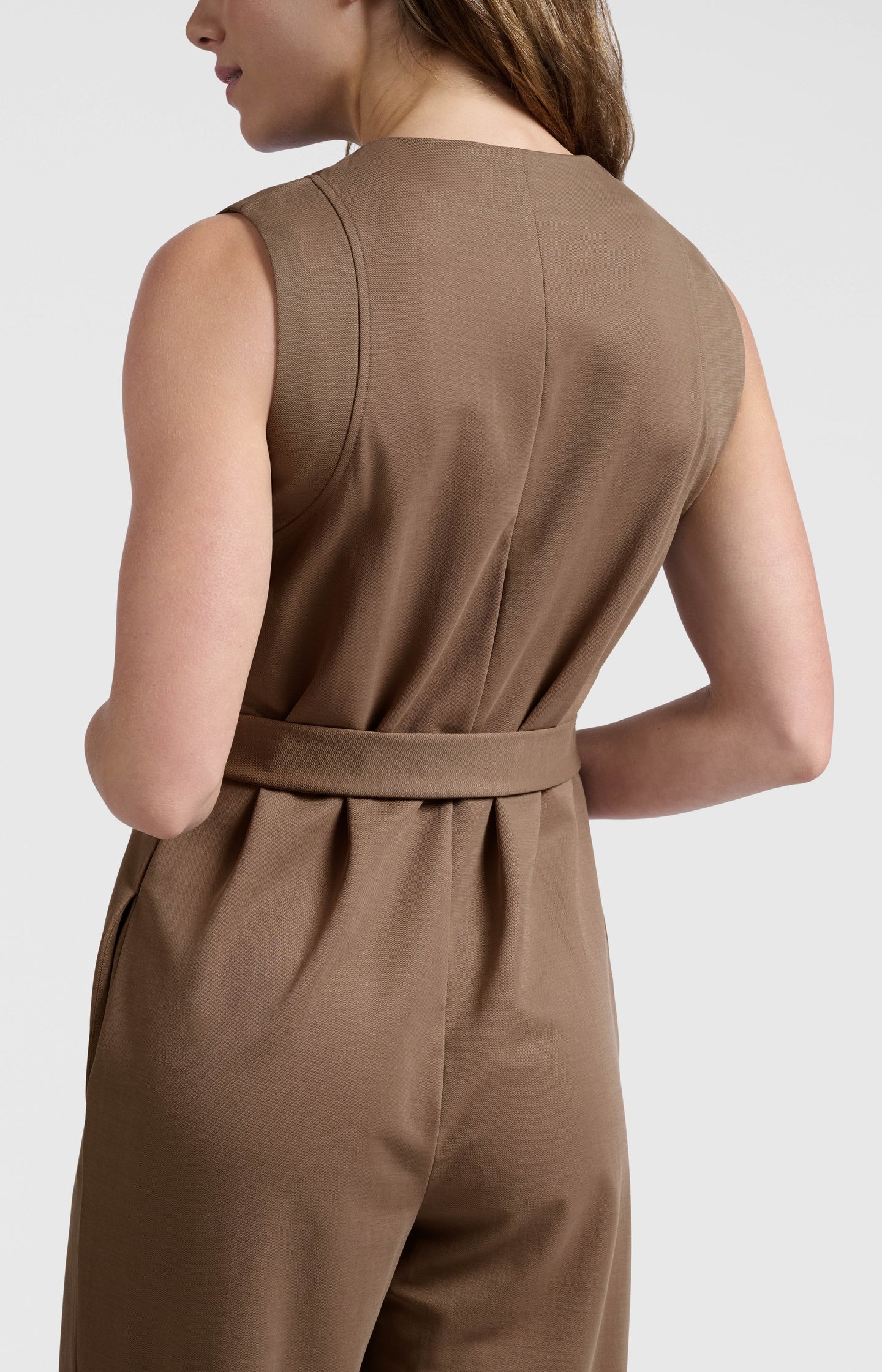 Jersey jumpsuit with tie belt