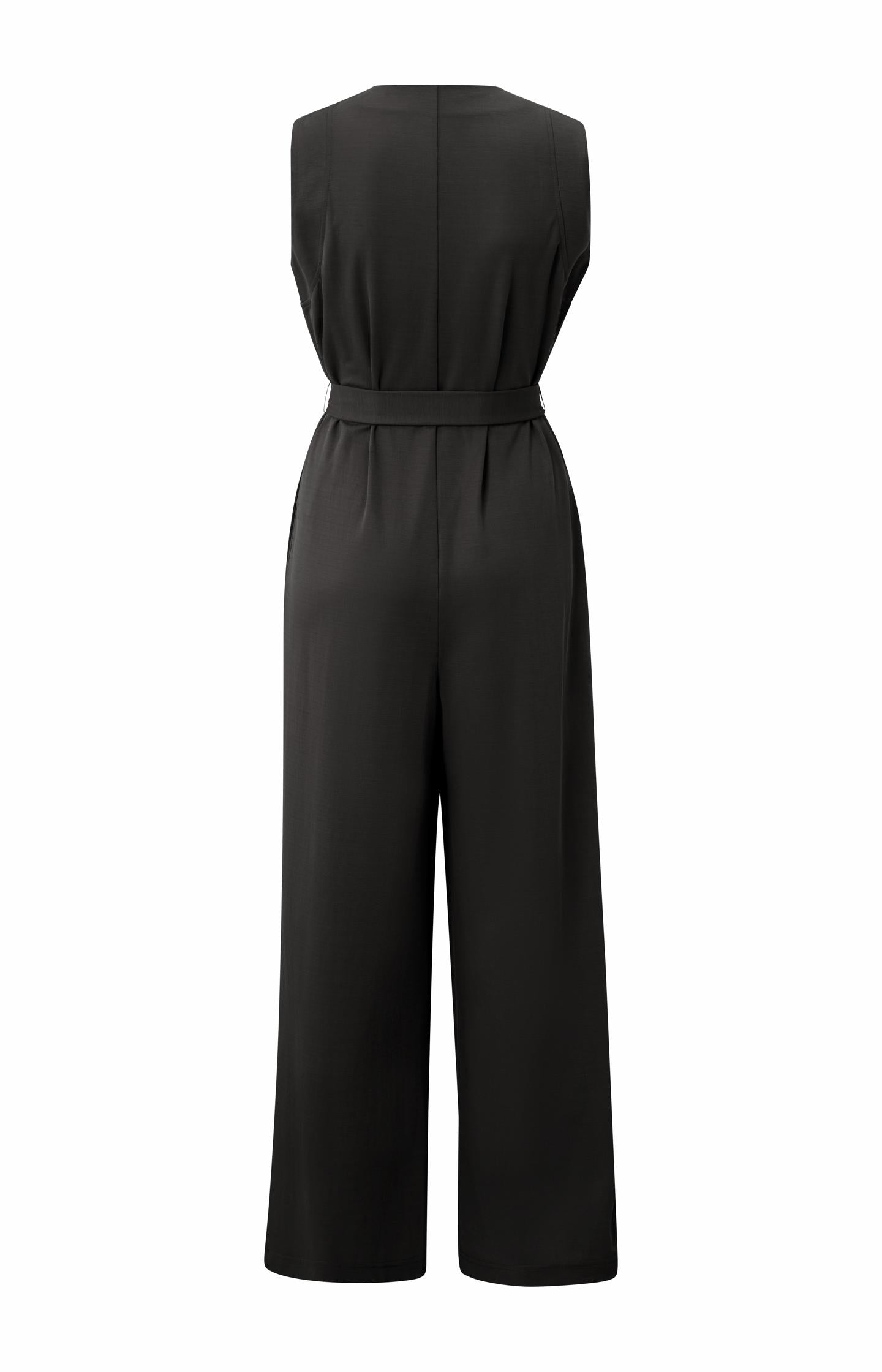 Jersey jumpsuit with tie belt