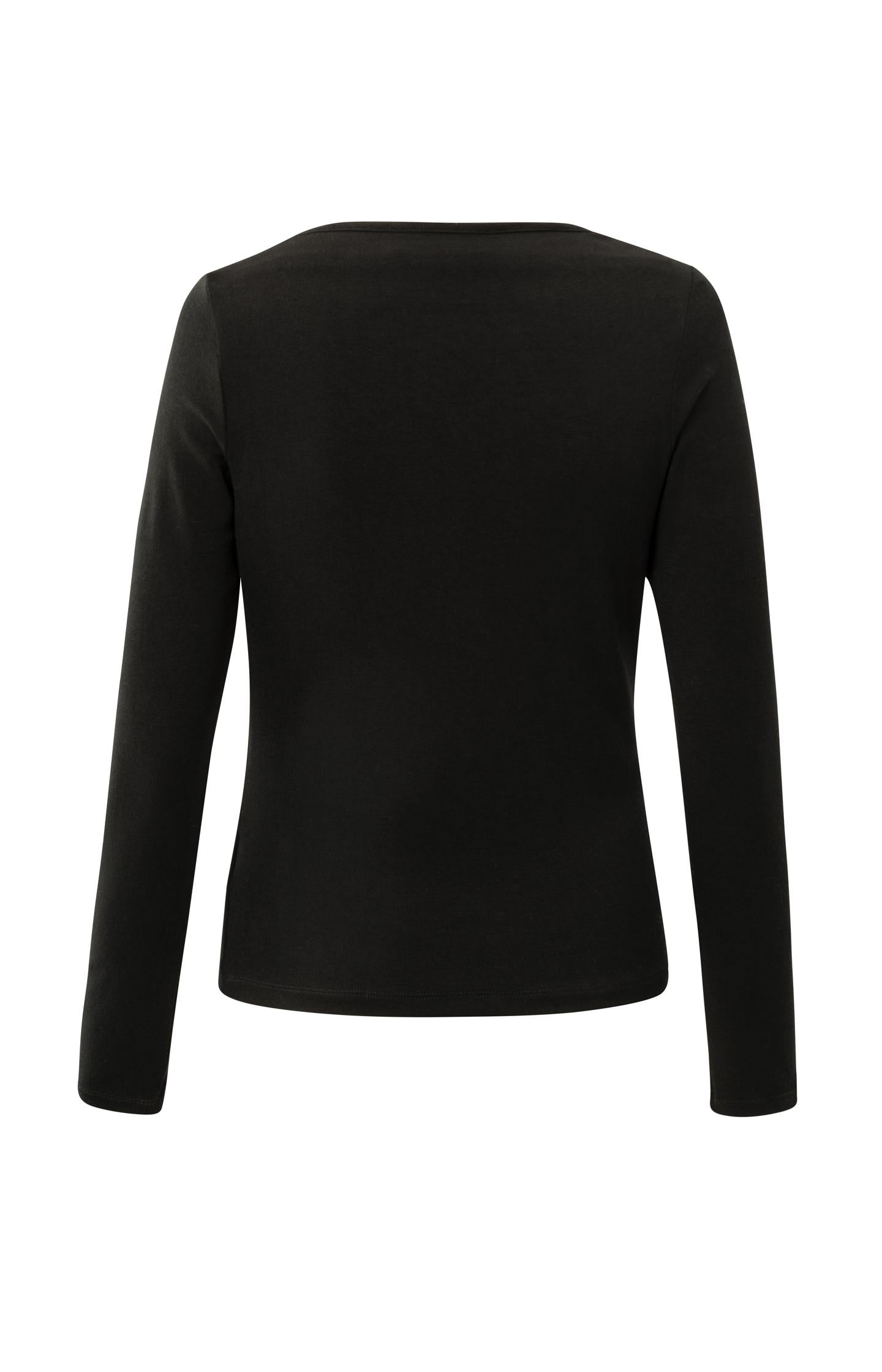Jersey long sleeve top with pleated neckline