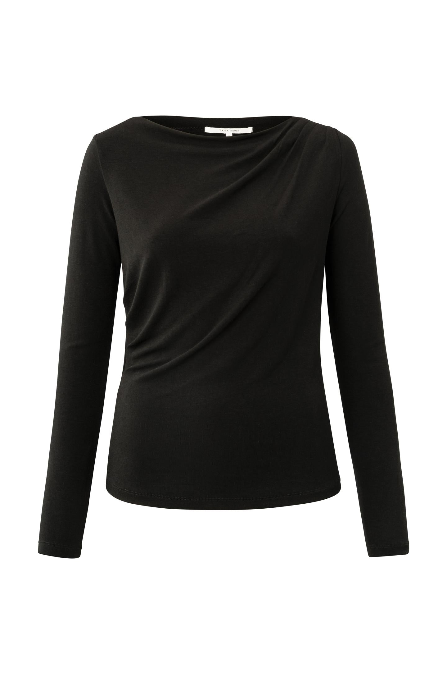 Jersey long sleeve top with pleated neckline - Type: product