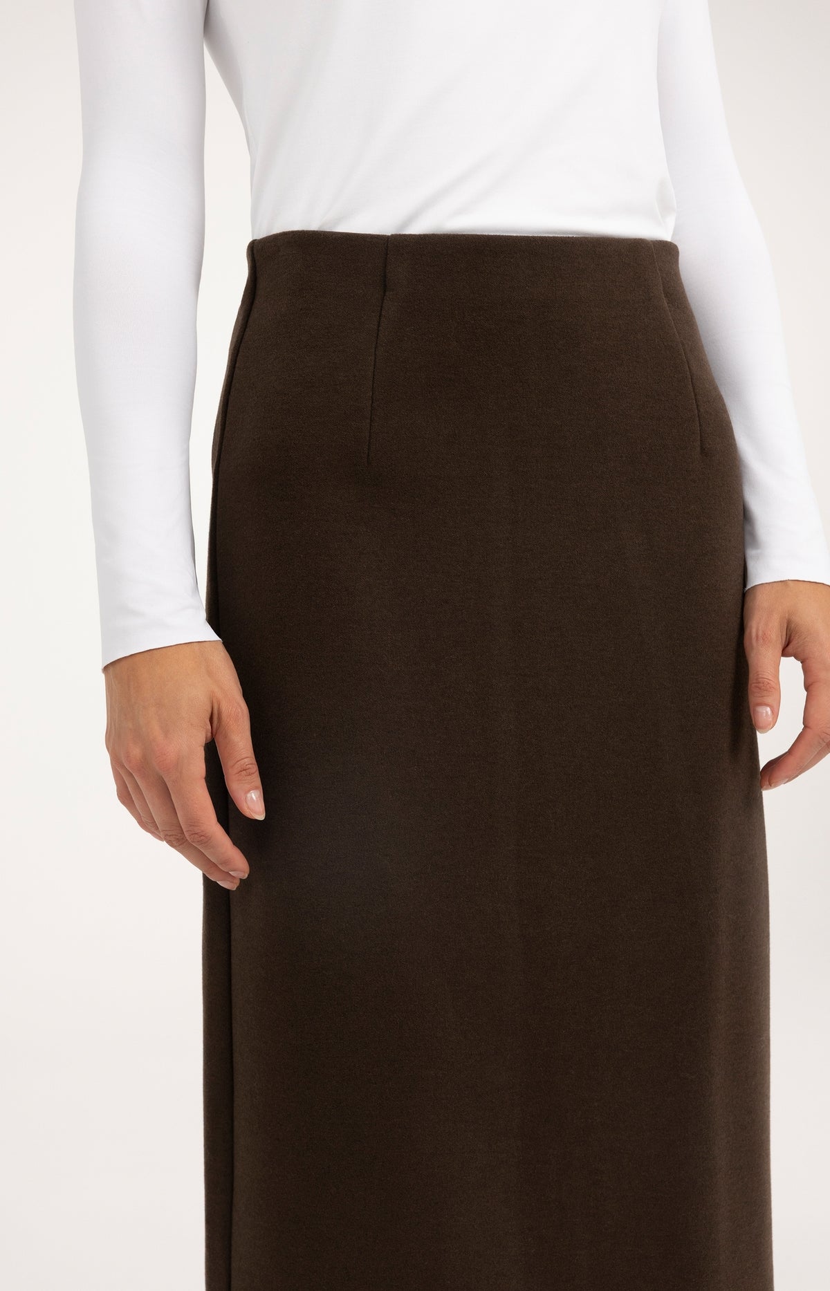 Jersey-Midirock aus gebürstetem Stoff - Delicioso Brown
