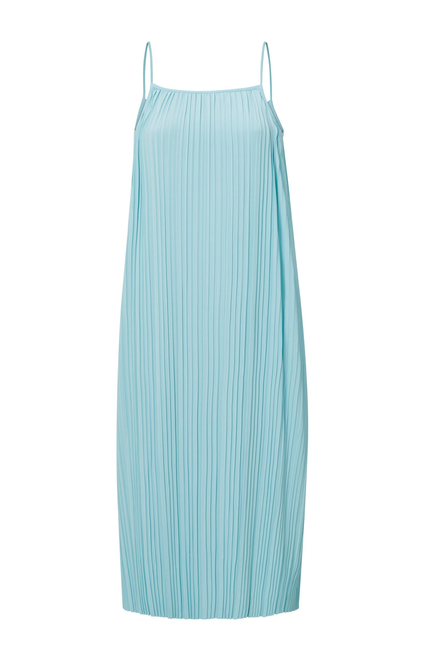Jersey plisse dress with thin straps in flowy fit - Sea Angel Blue - Type: product
