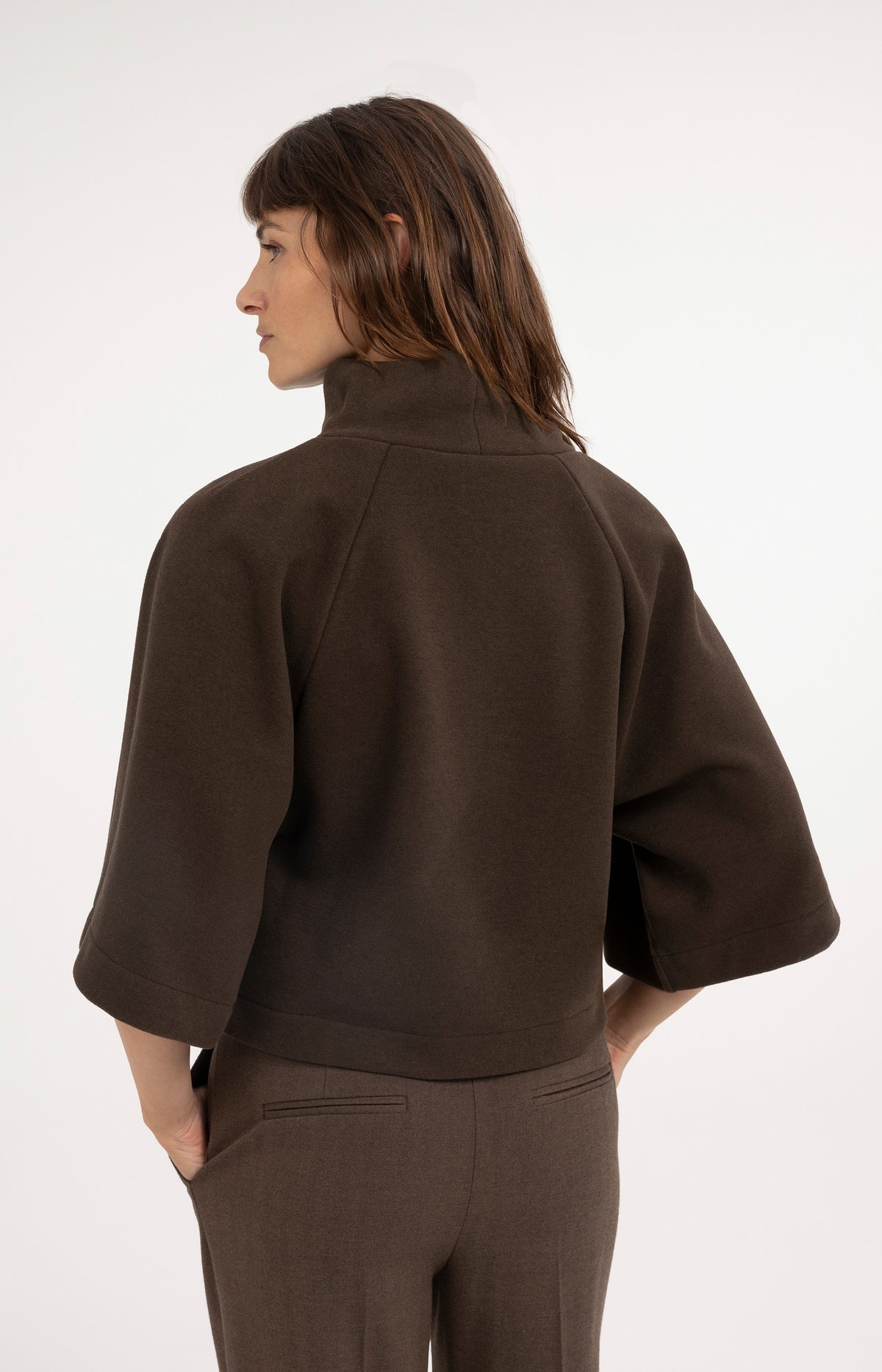Jersey-Pullover mit weiten Ärmeln - Delicioso Brown
