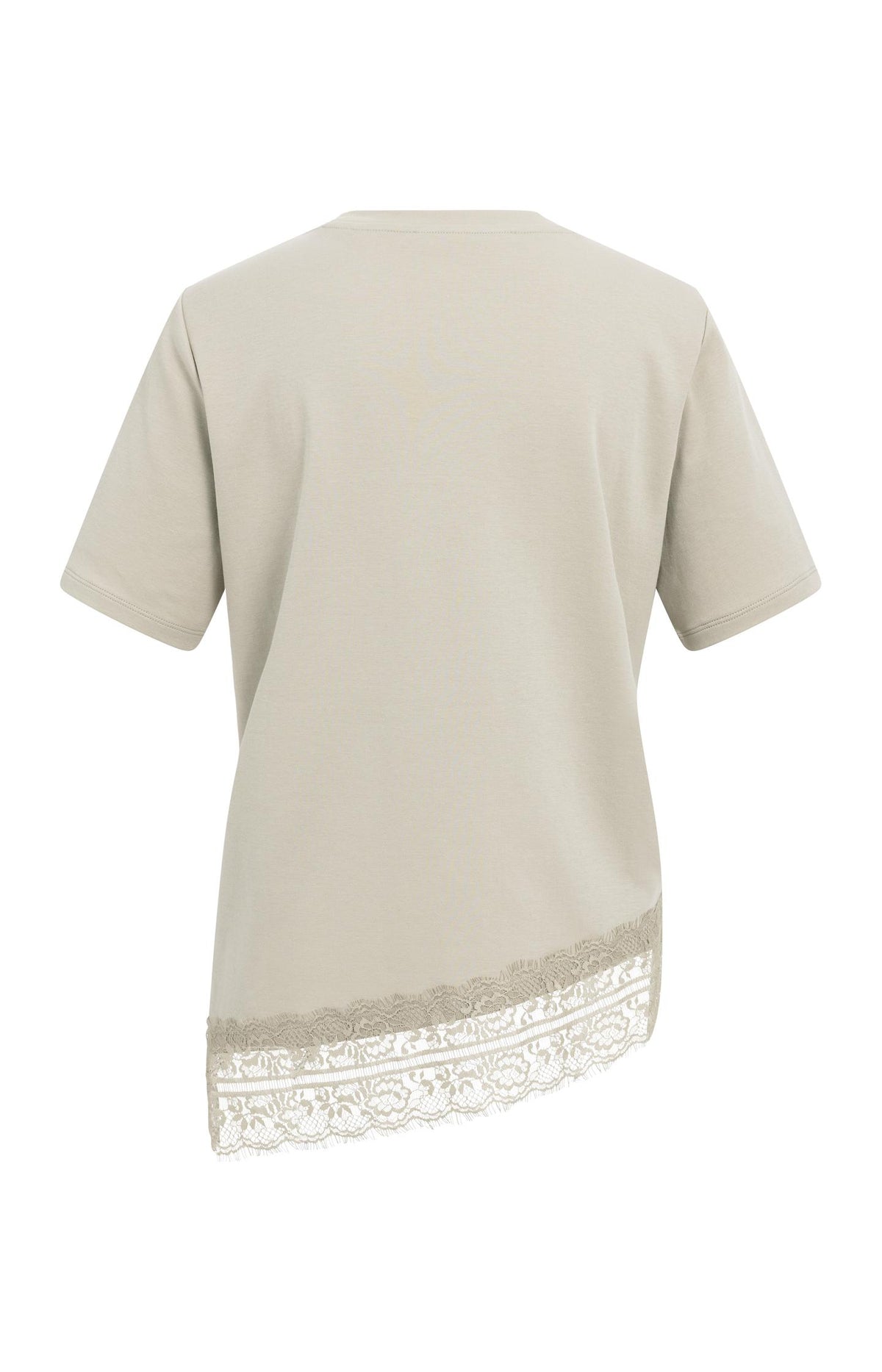 Jersey-T-Shirt mit Spitzensaum - Pure Cashmere Grey