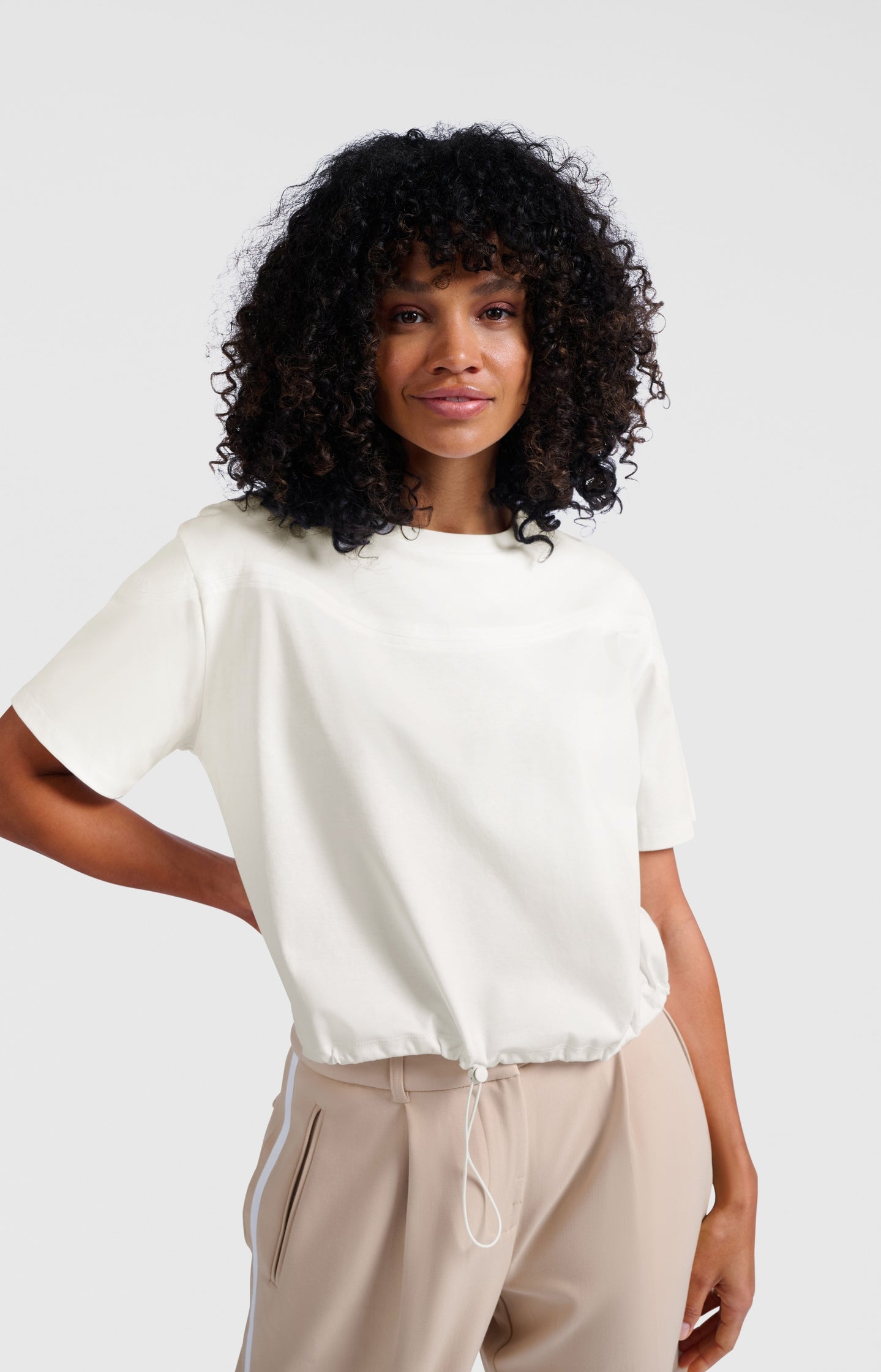 Jersey top with elastic drawcord