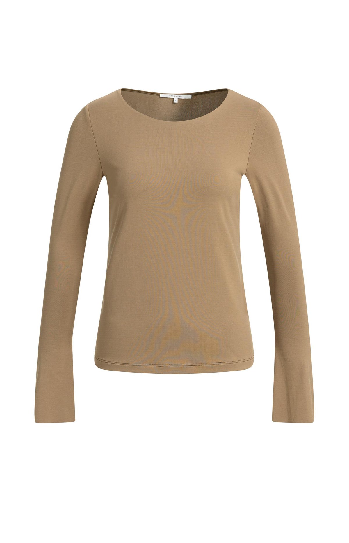 Jersey top with flared sleeves - Otter Brown