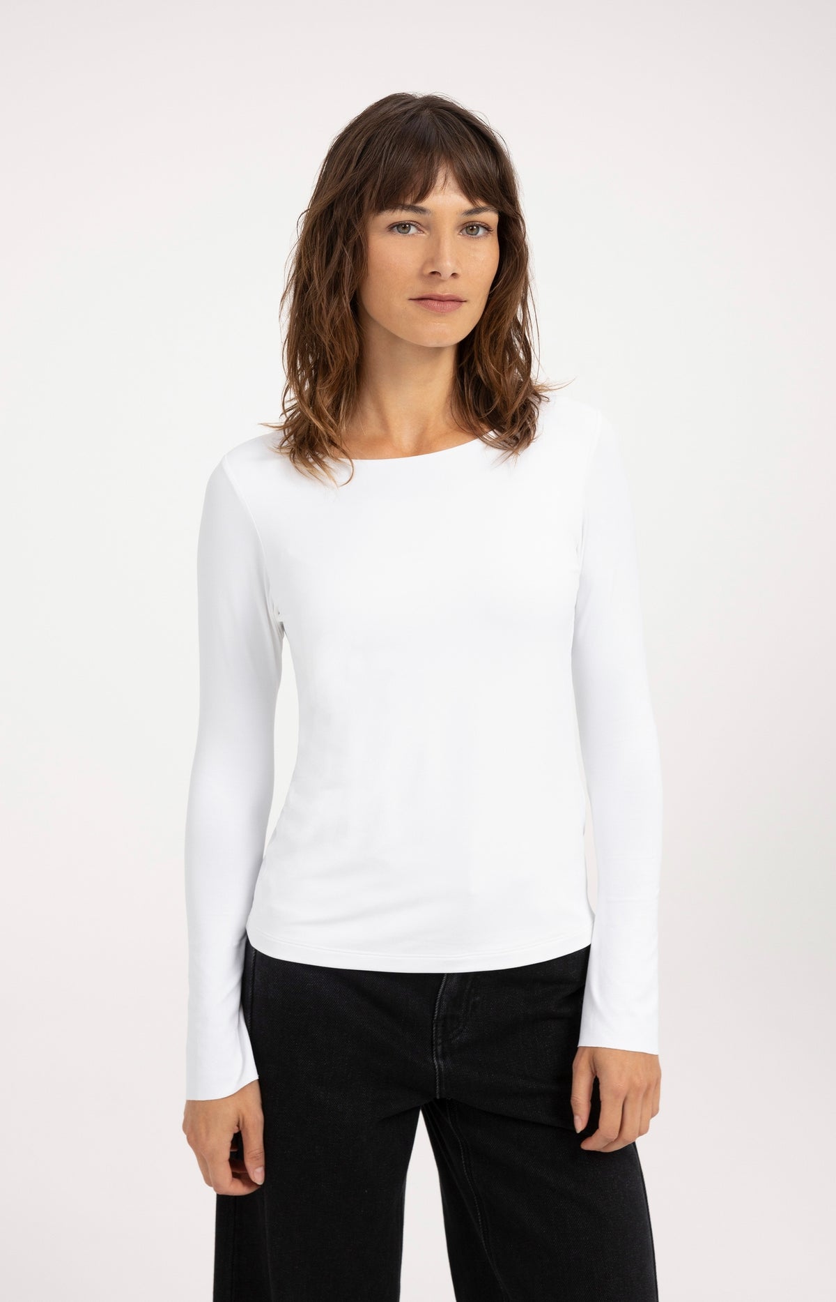 Jersey top with flared sleeves - Pure White