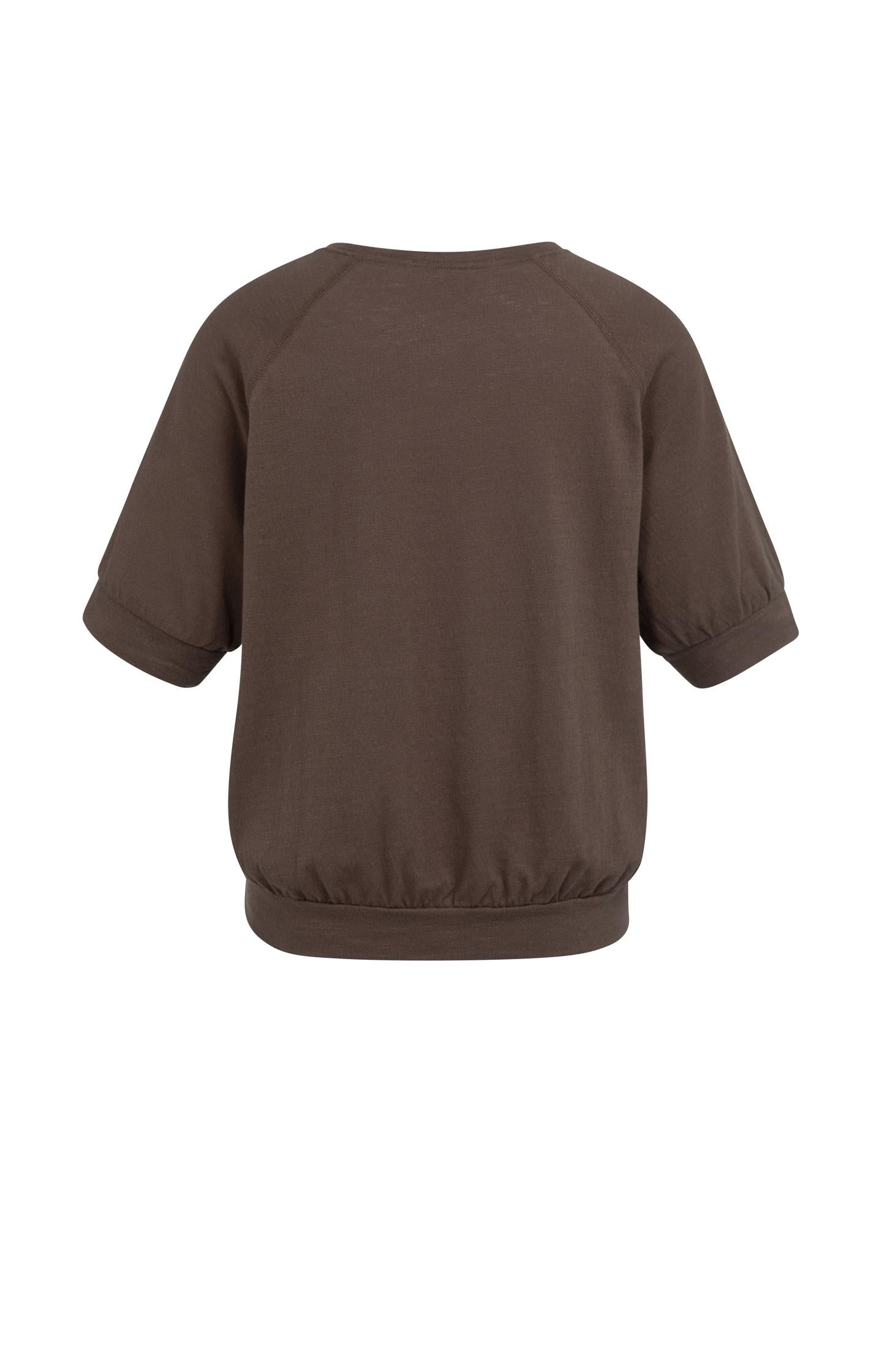 Jersey top with knitted texture