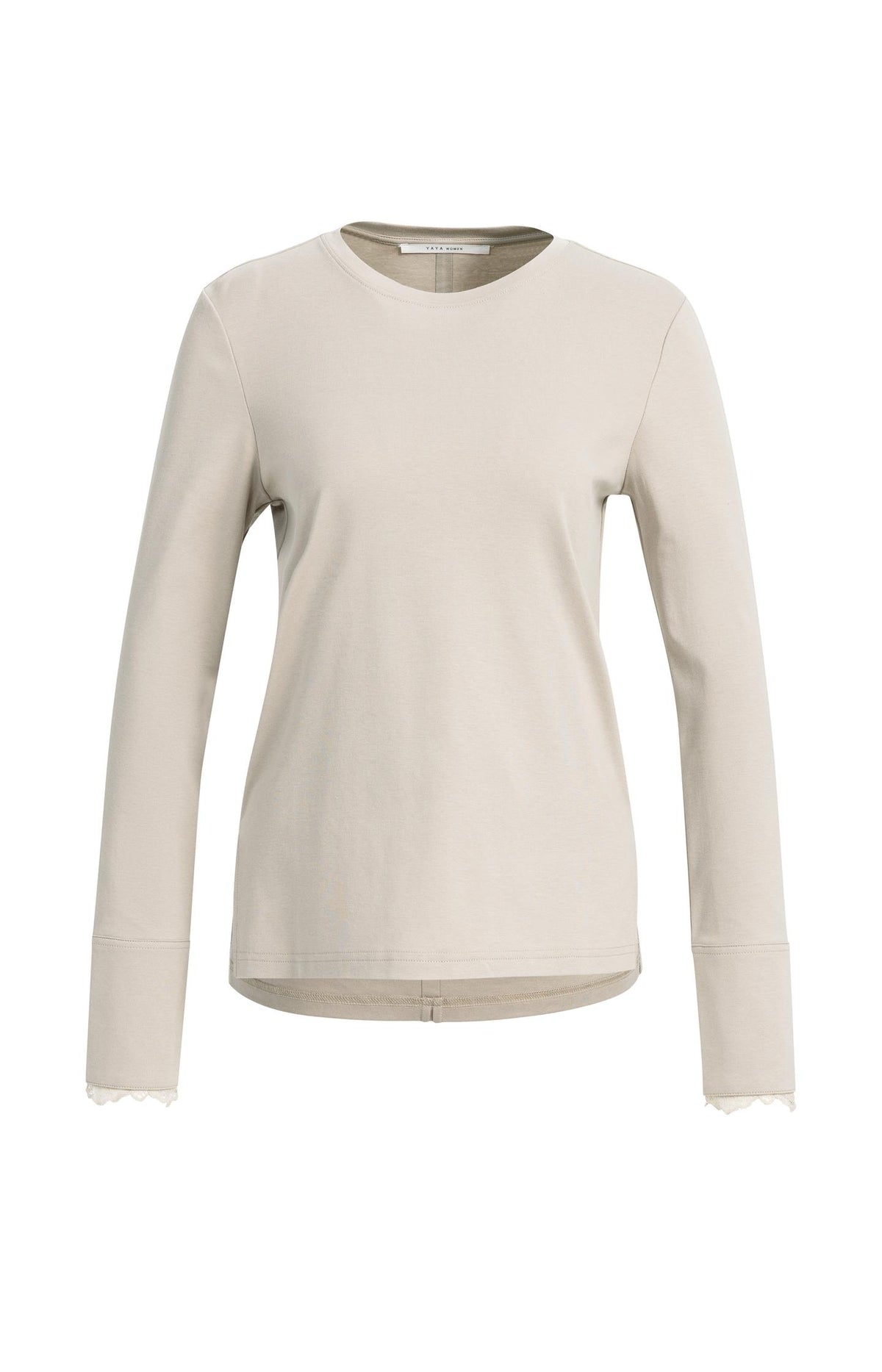 Jersey top with lace cuffs - Cocoa Brown