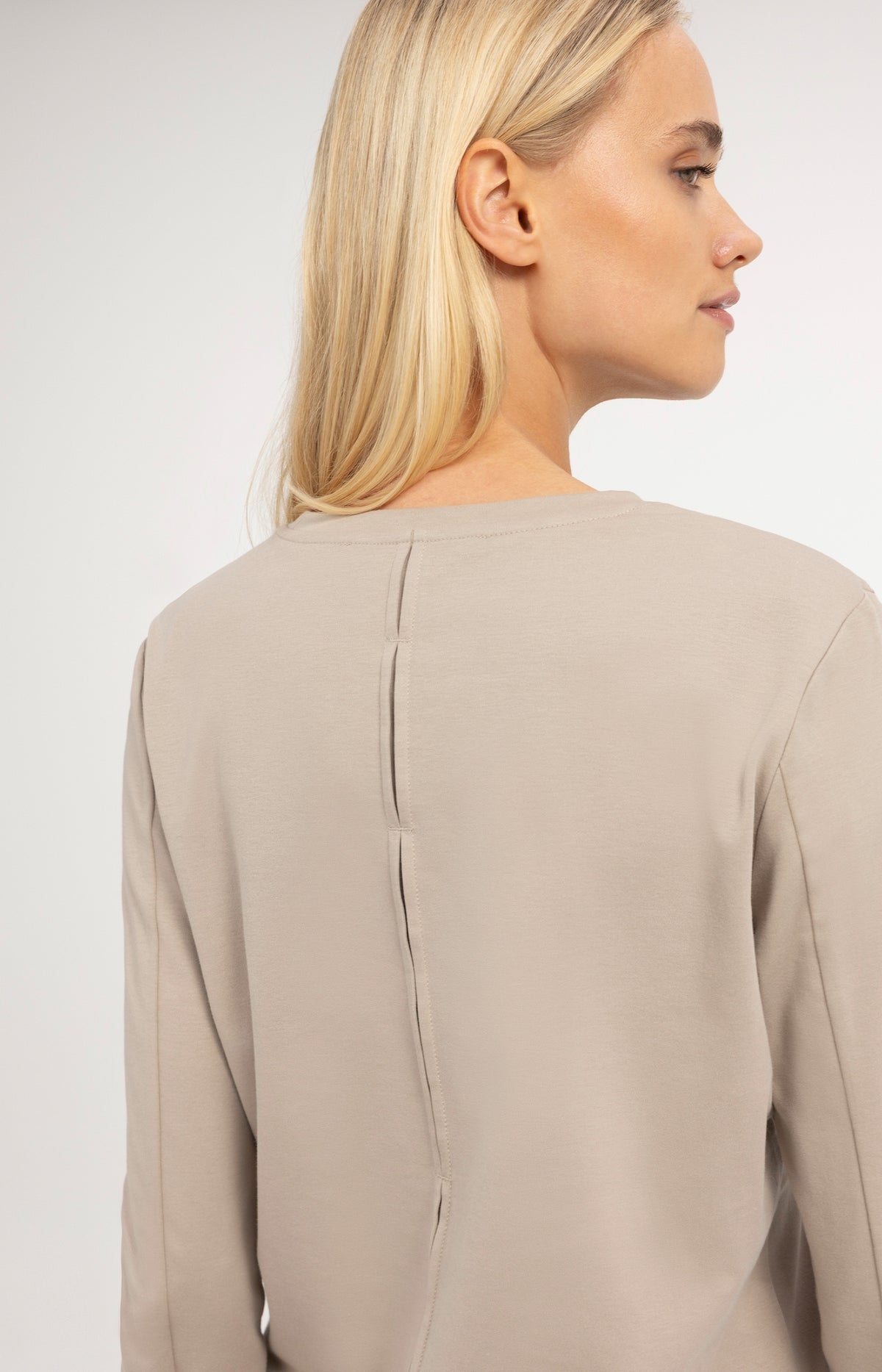 Jersey-Oberteil mit Spitzenbündchen - Pure Cashmere Grey