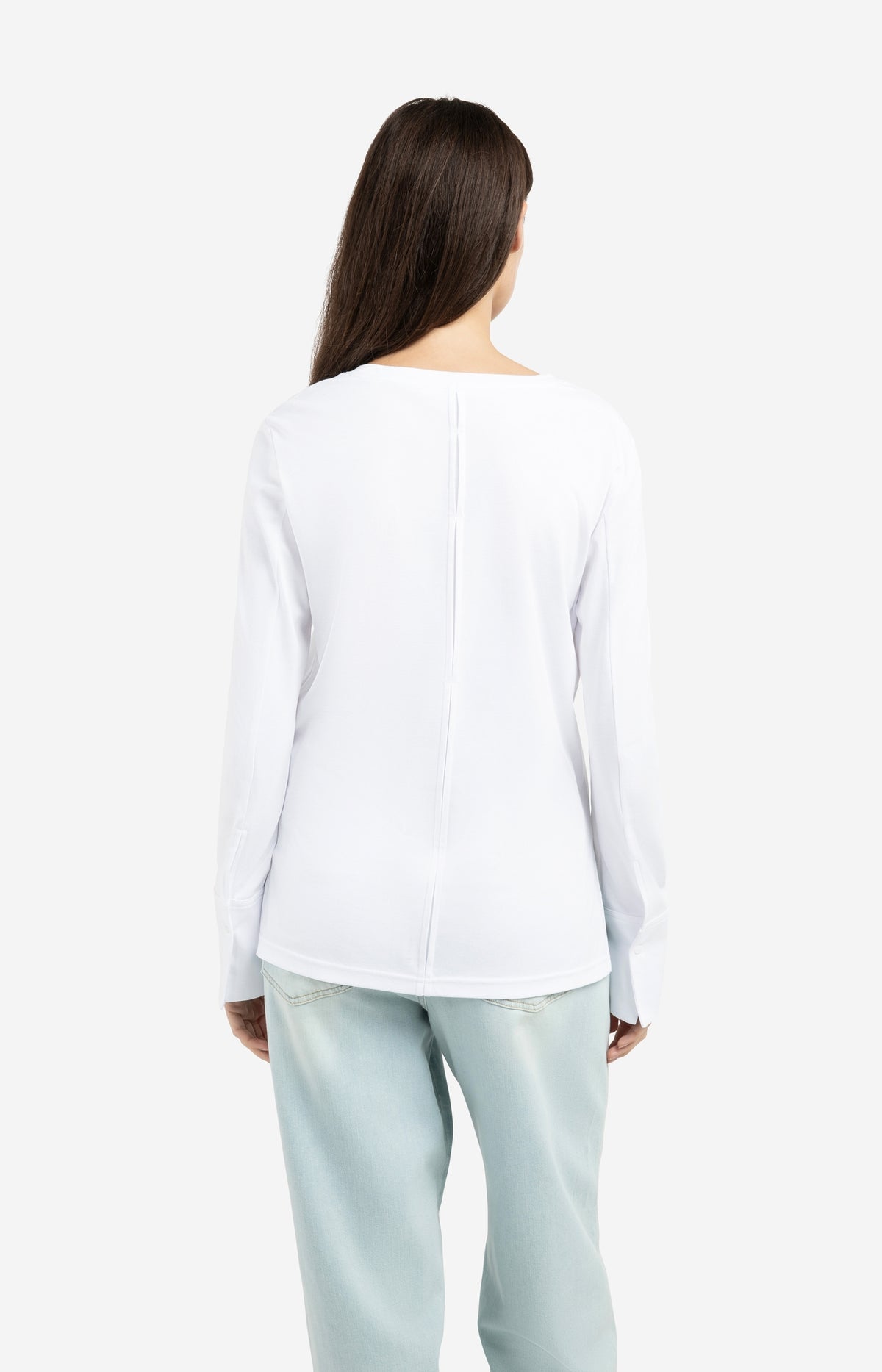 Jersey top with long sleeves and woven cuffs - Type: lookbook