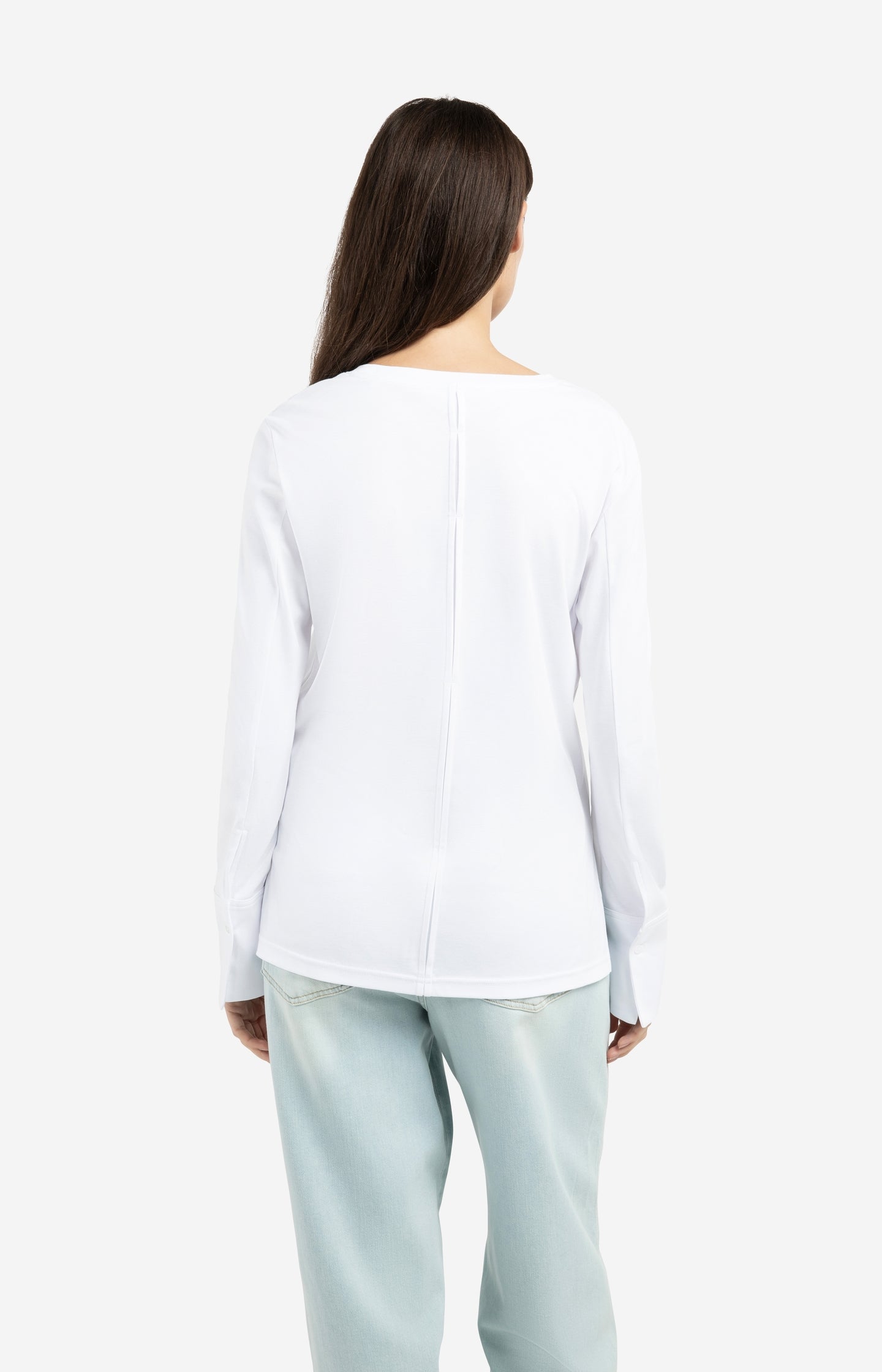 Jersey top with long sleeves and woven cuffs - Type: lookbook