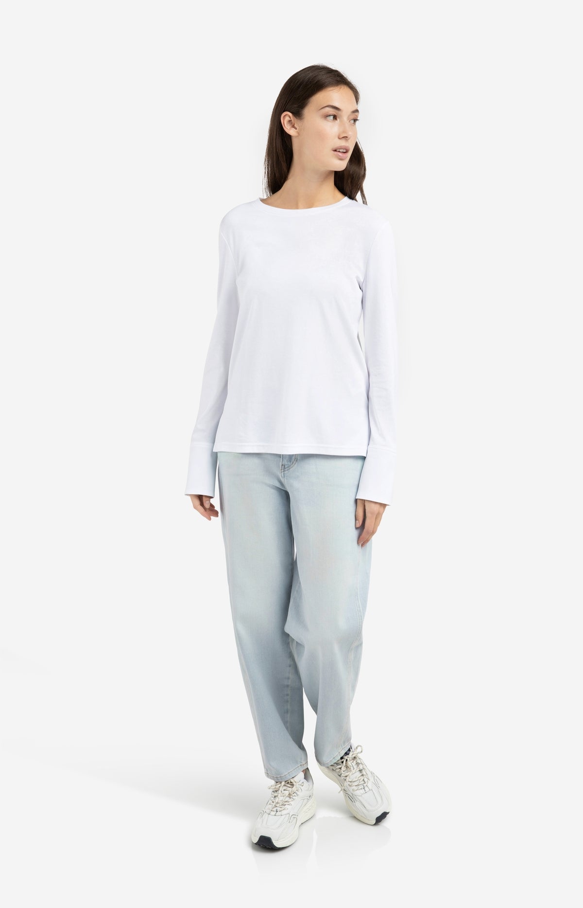 Jersey top with long sleeves and woven cuffs - Type: lookbook